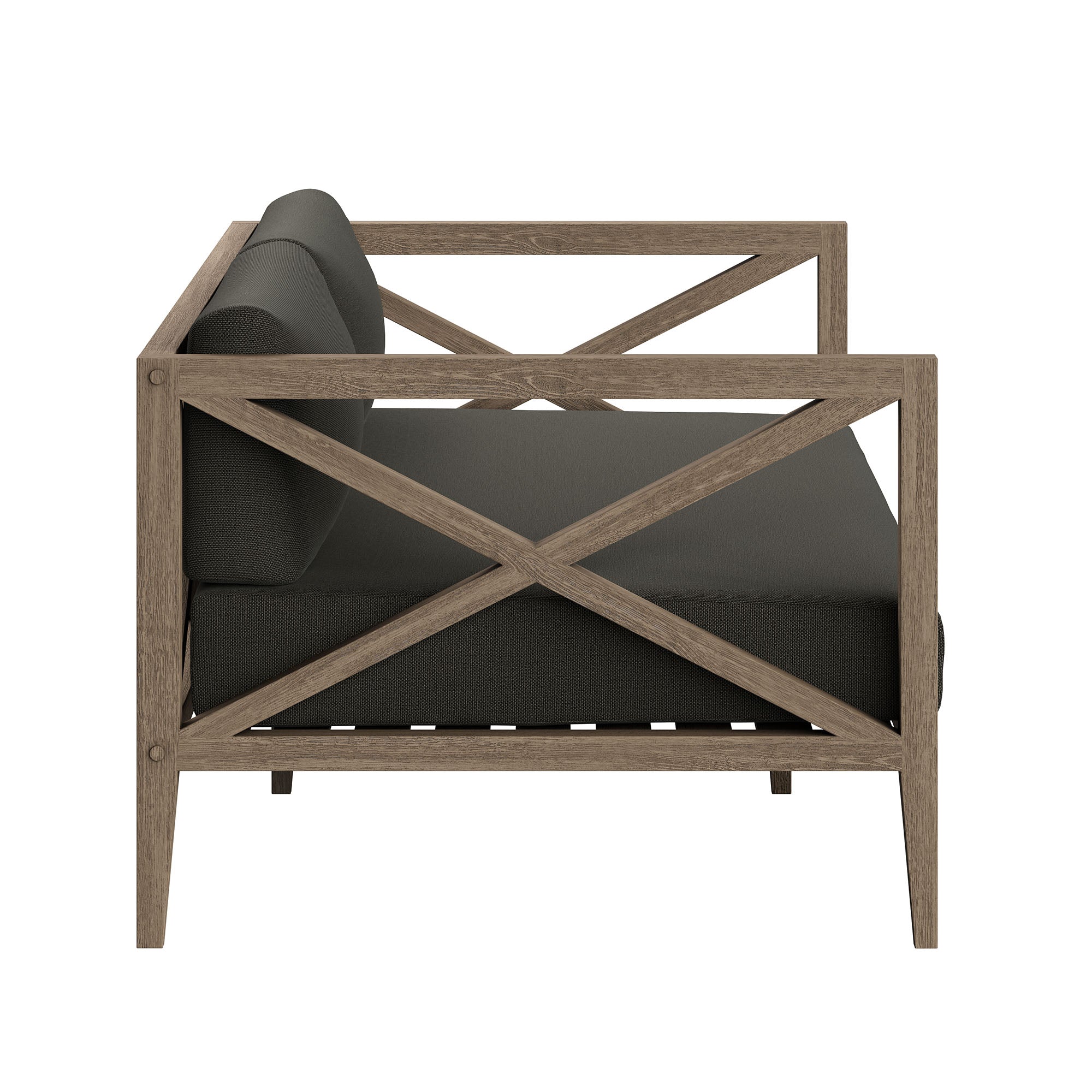 Modway EEI-7273 Northlake Outdoor Patio Teak Wood Loveseat and Ottoman Set