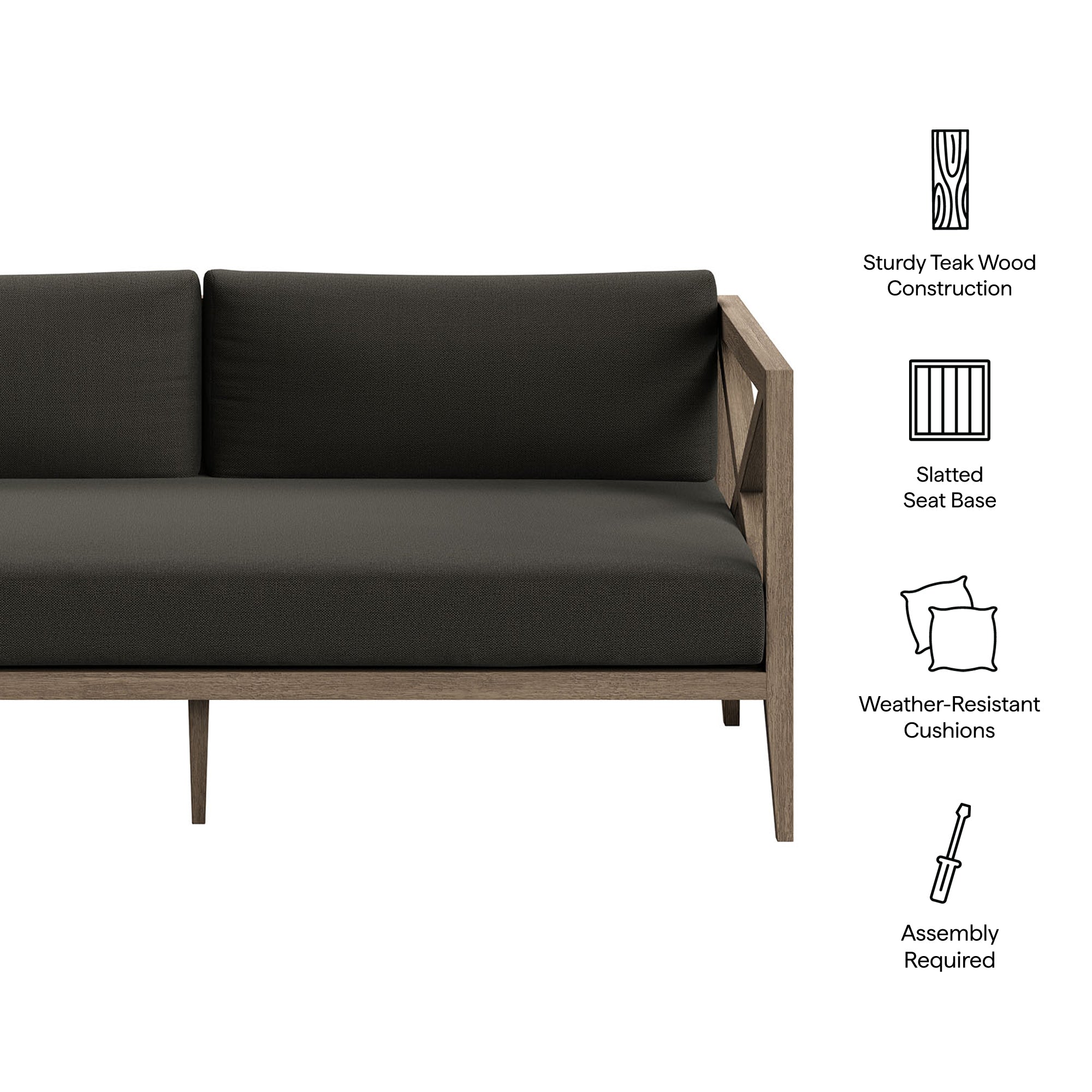 Modway EEI-7254 Northlake Outdoor Patio Teak Loveseat