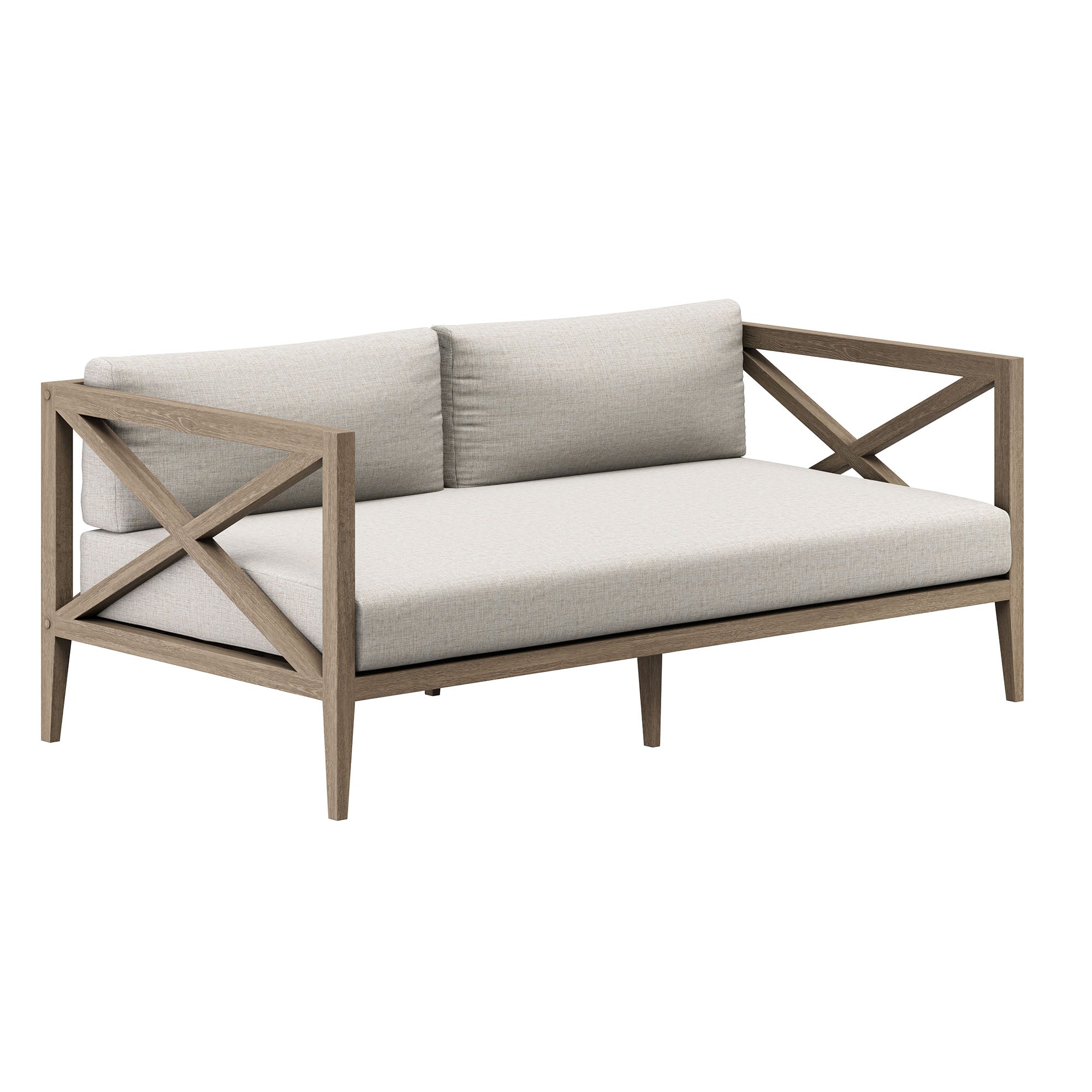 Modway EEI-7273 Northlake Outdoor Patio Teak Wood Loveseat and Ottoman Set