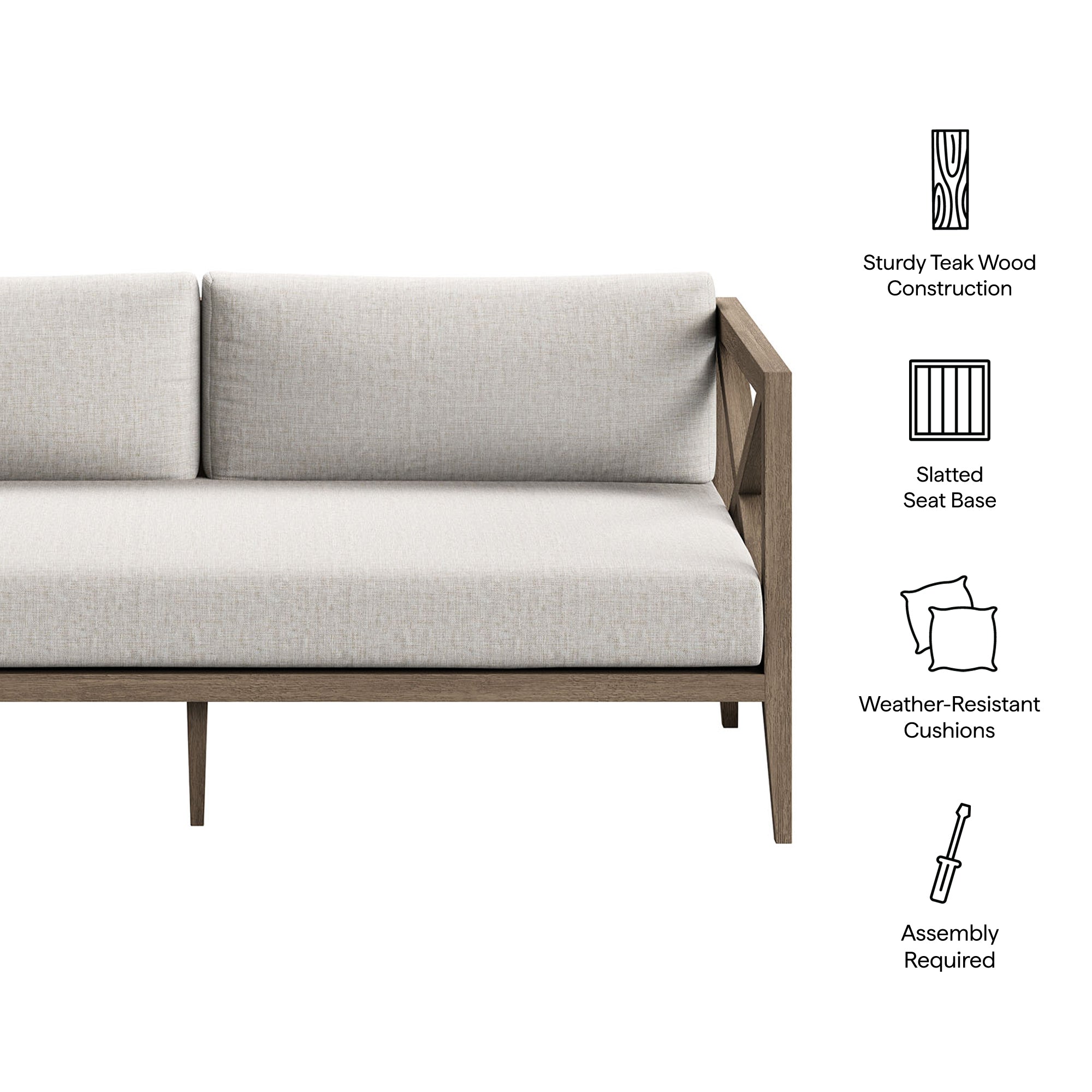 Modway EEI-7254 Northlake Outdoor Patio Teak Loveseat