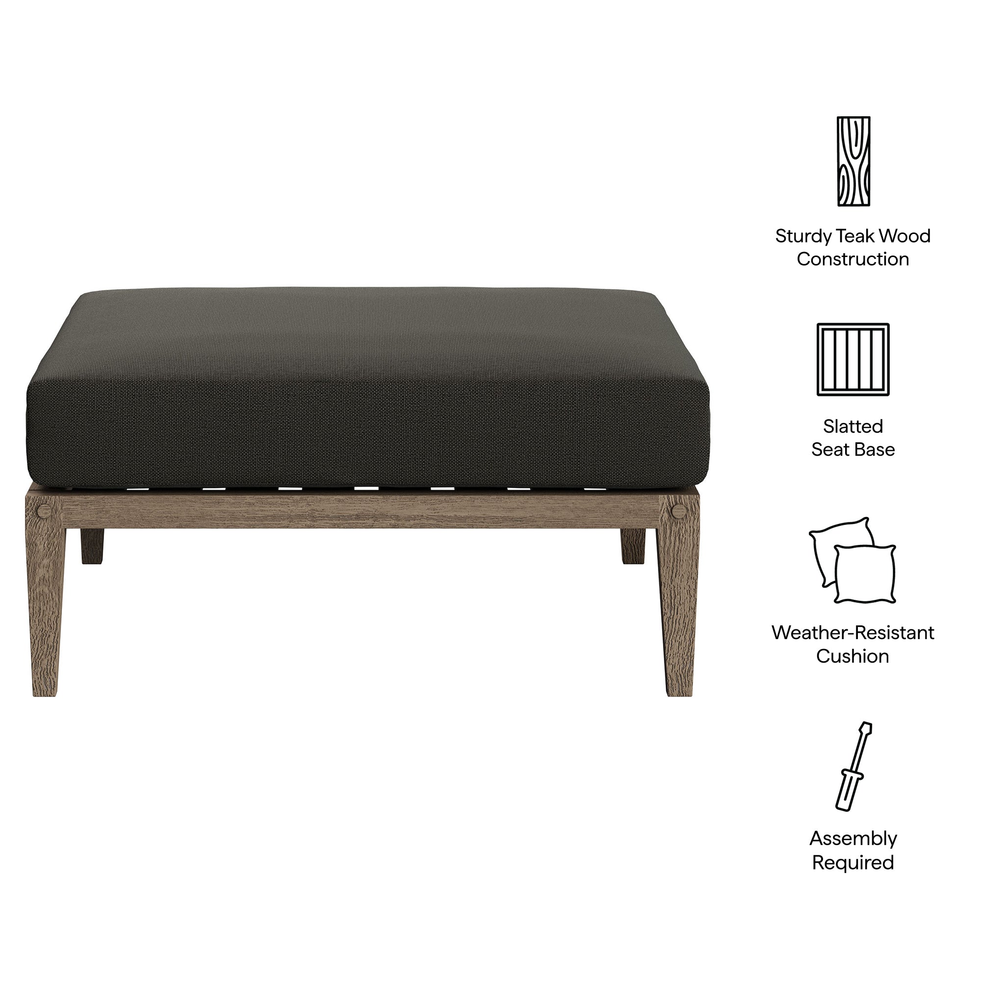 Modway EEI-7255 Northlake Outdoor Patio Teak Ottoman