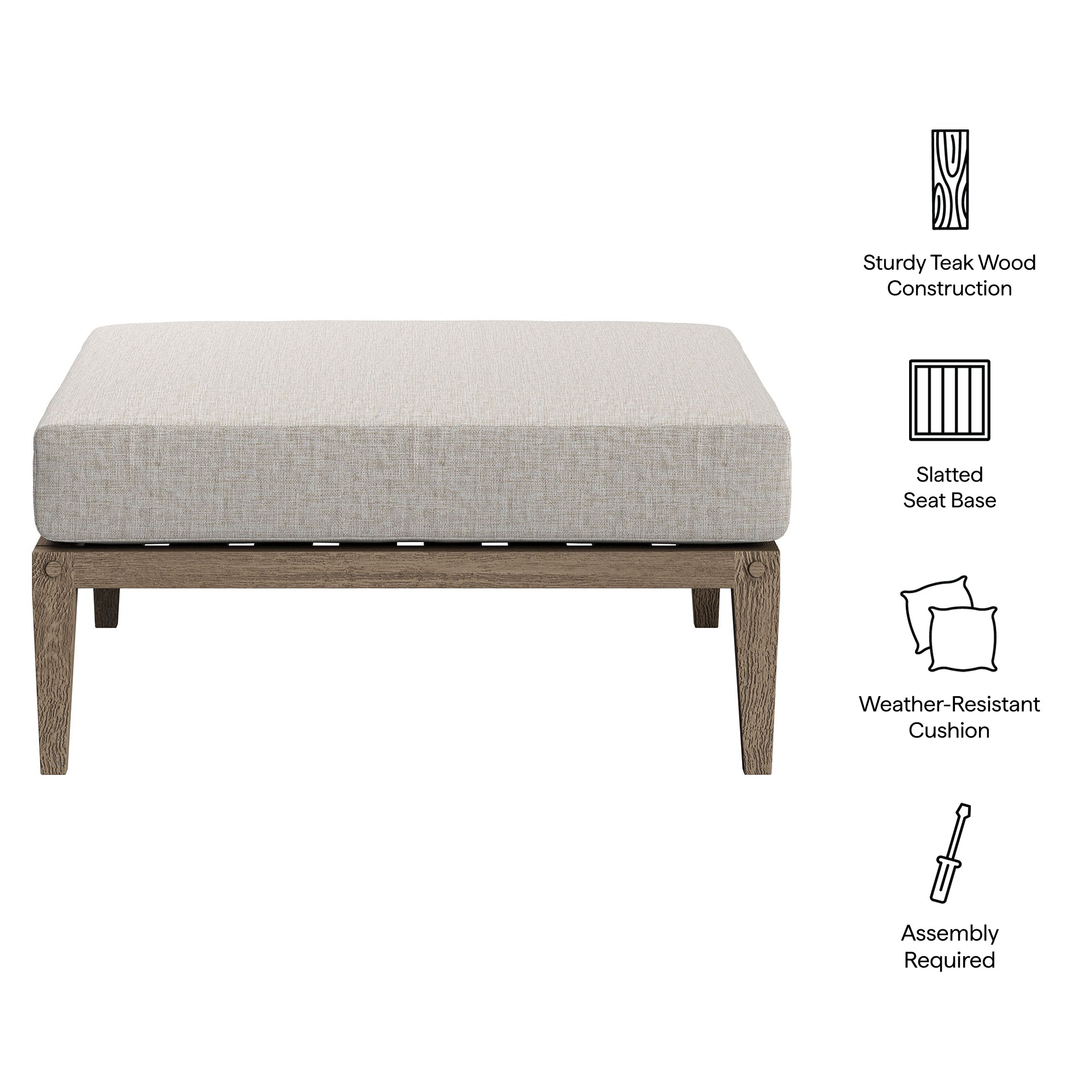 Modway EEI-7255 Northlake Outdoor Patio Teak Ottoman