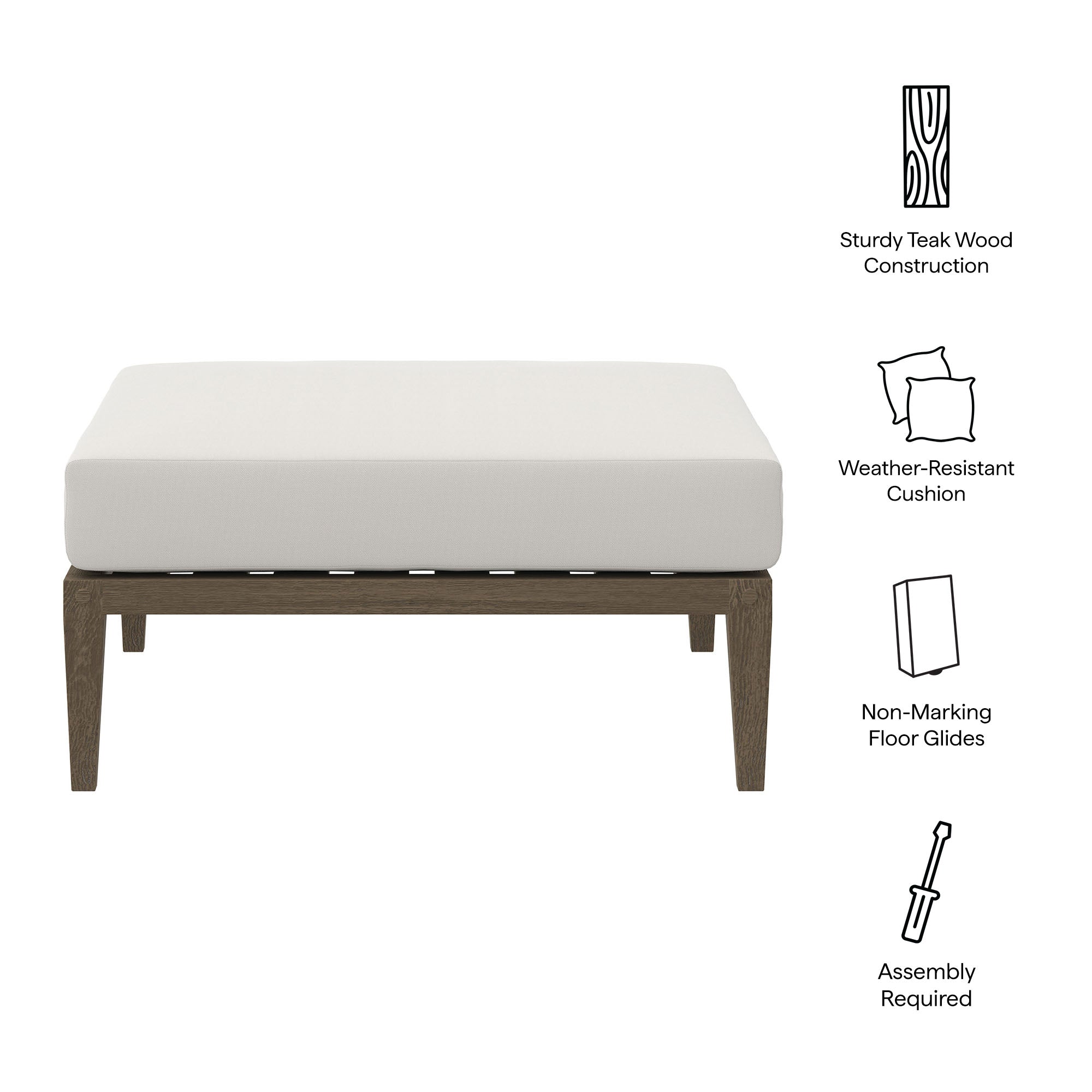 Modway Northlake Outdoor Patio Teak Ottoman