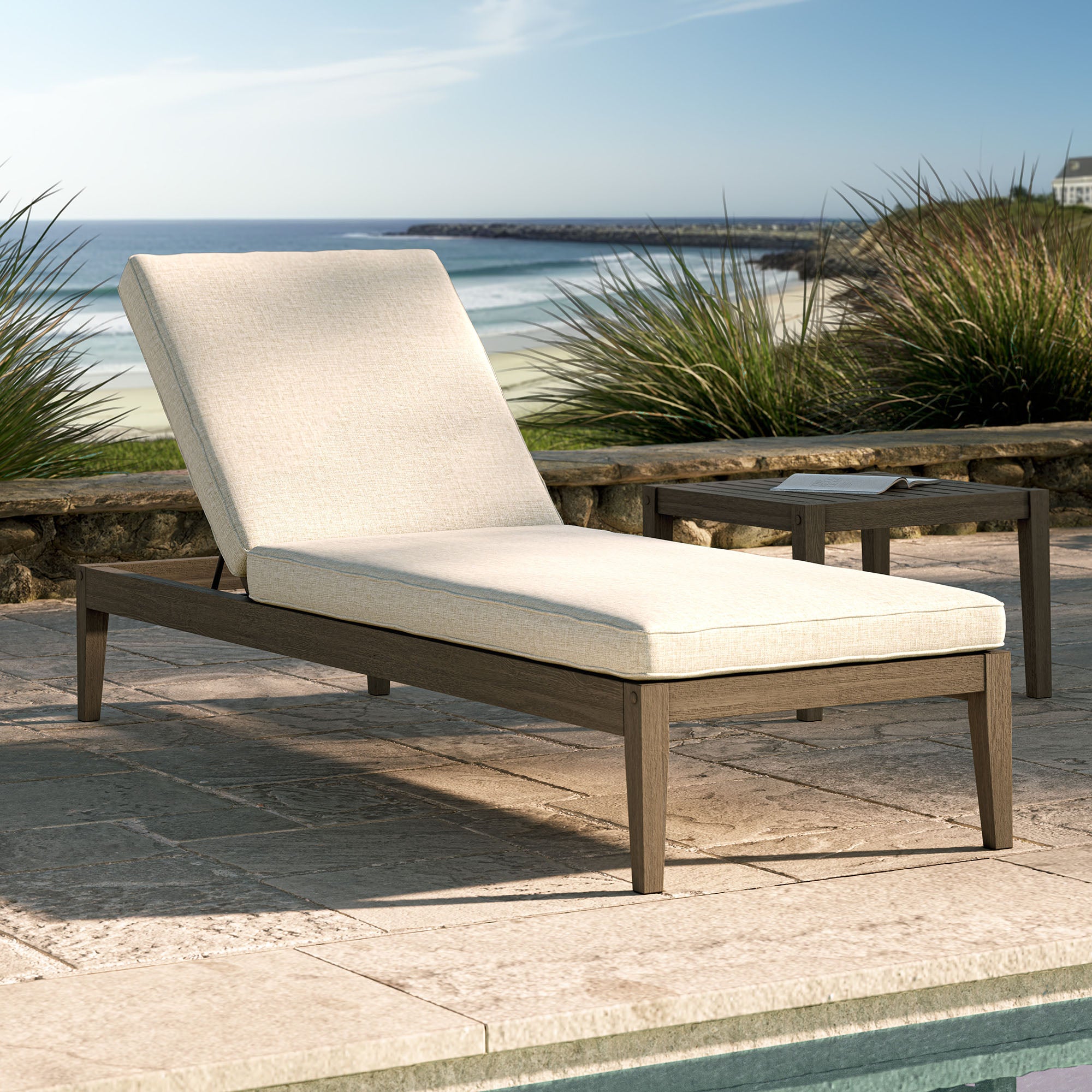 Modway EEI-7256 Northlake Outdoor Patio Teak Chaise Lounge