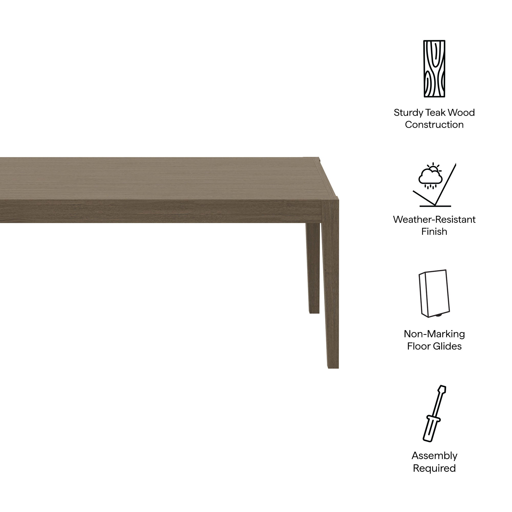 Modway Northlake 83" Rectangular Outdoor Patio Teak Dining Table