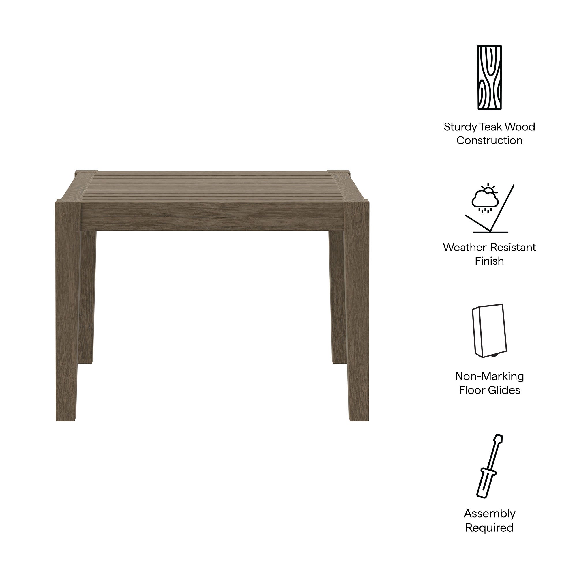 Modway Northlake Square Outdoor Patio Teak Side Table