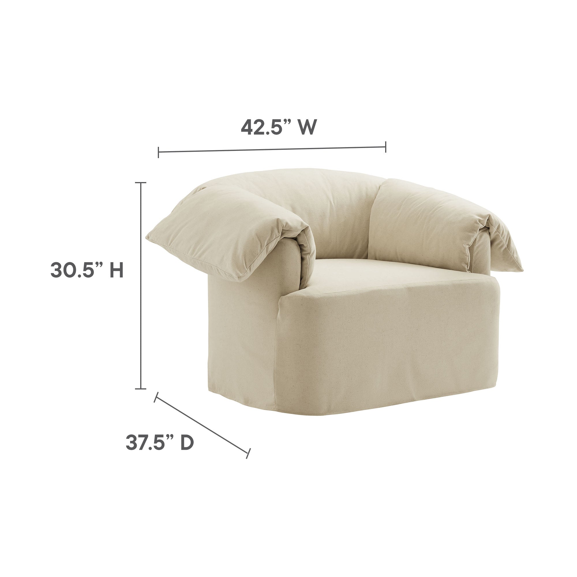 Modway Lark Slipcovered Fabric Oversized Armchair