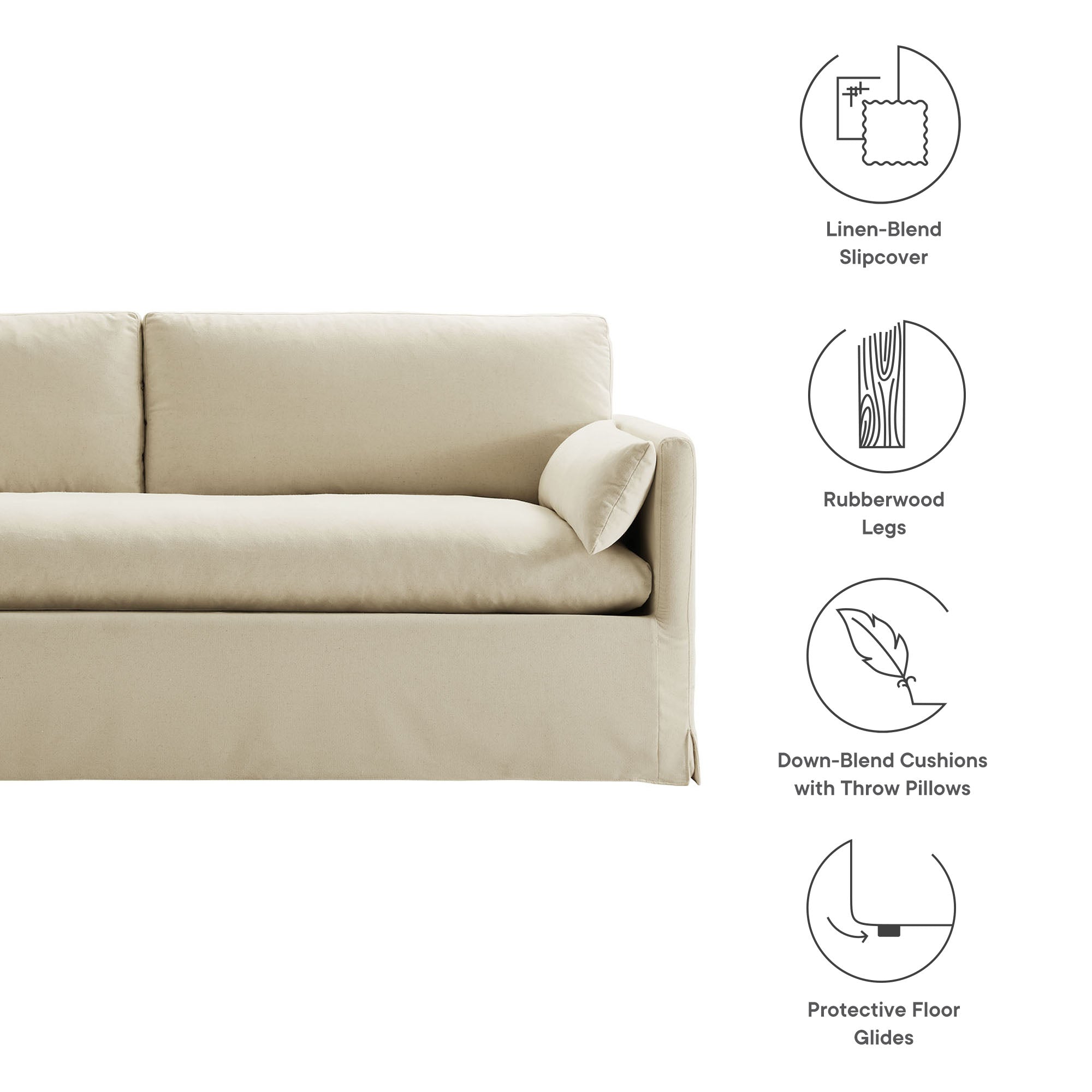 Modway Wellfleet 85" Slipcovered Fabric Sofa