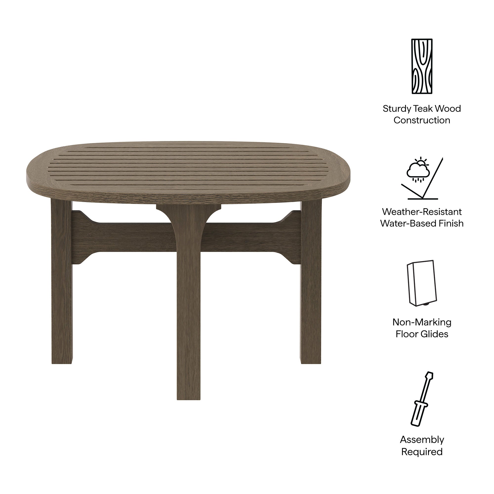 Modway Saratoga Square Outdoor Patio Teak Wood Side Table