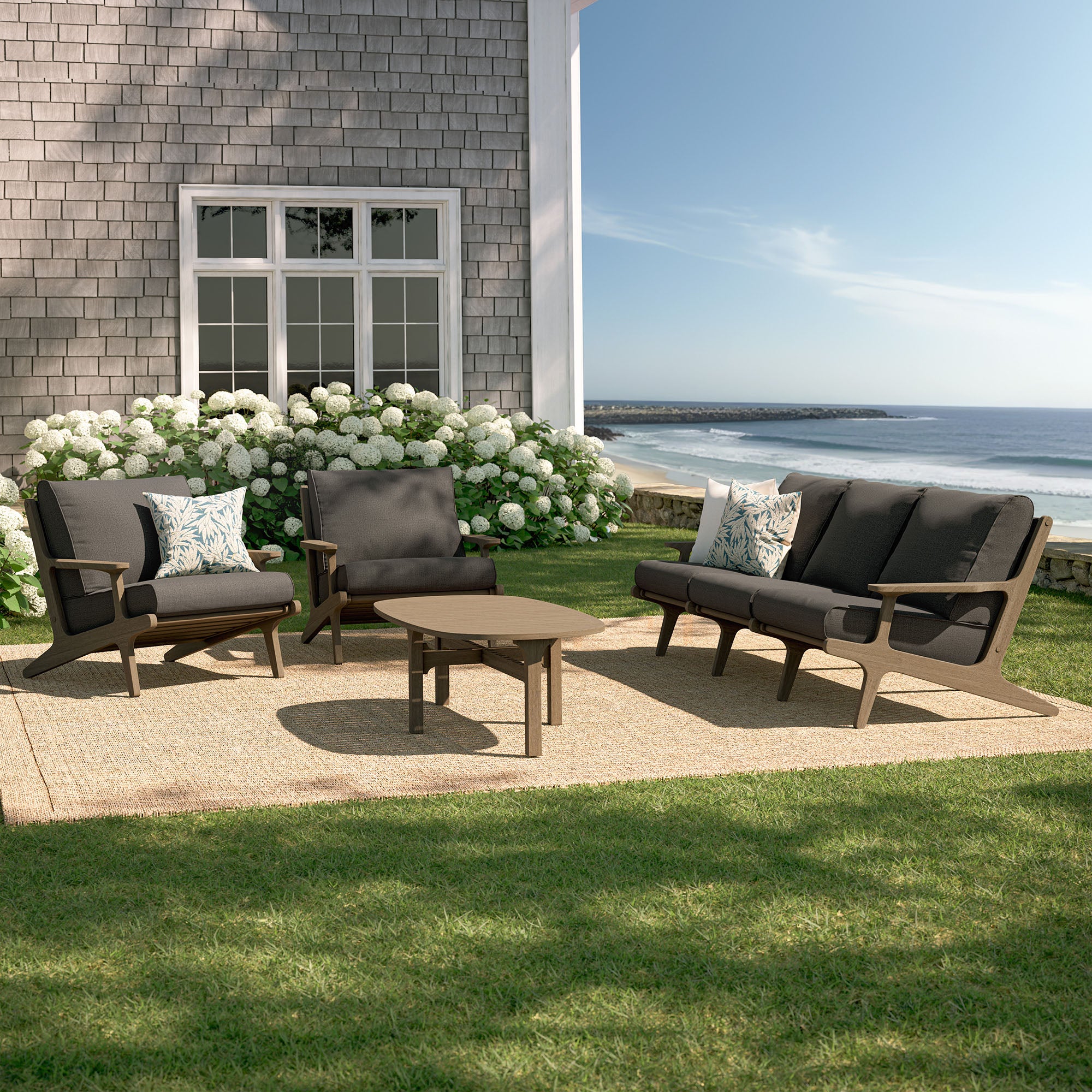 Modway EEI-7266 Saratoga 4-Piece Outdoor Patio Teak Wood Furniture Set