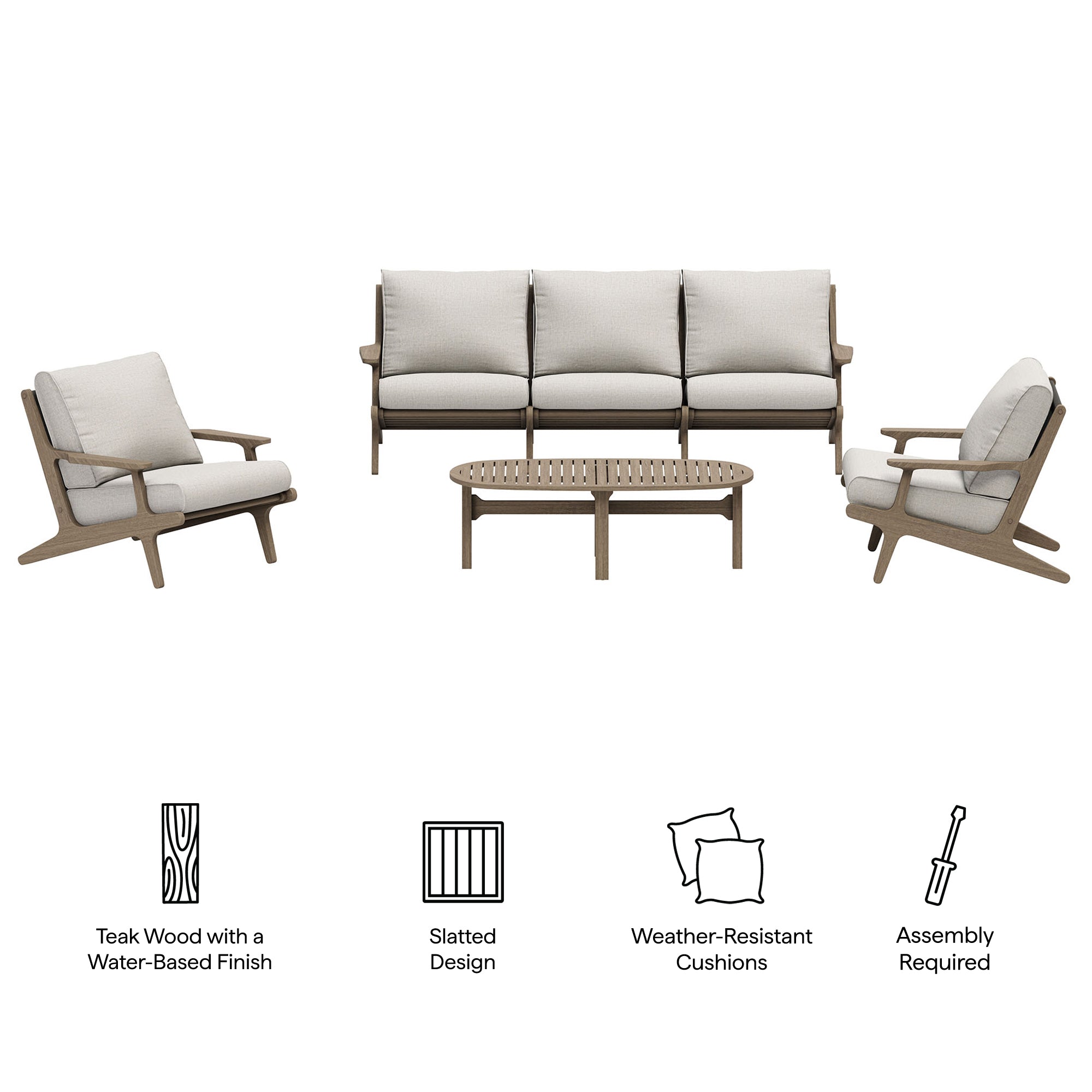 Modway EEI-7266 Saratoga 4-Piece Outdoor Patio Teak Wood Furniture Set