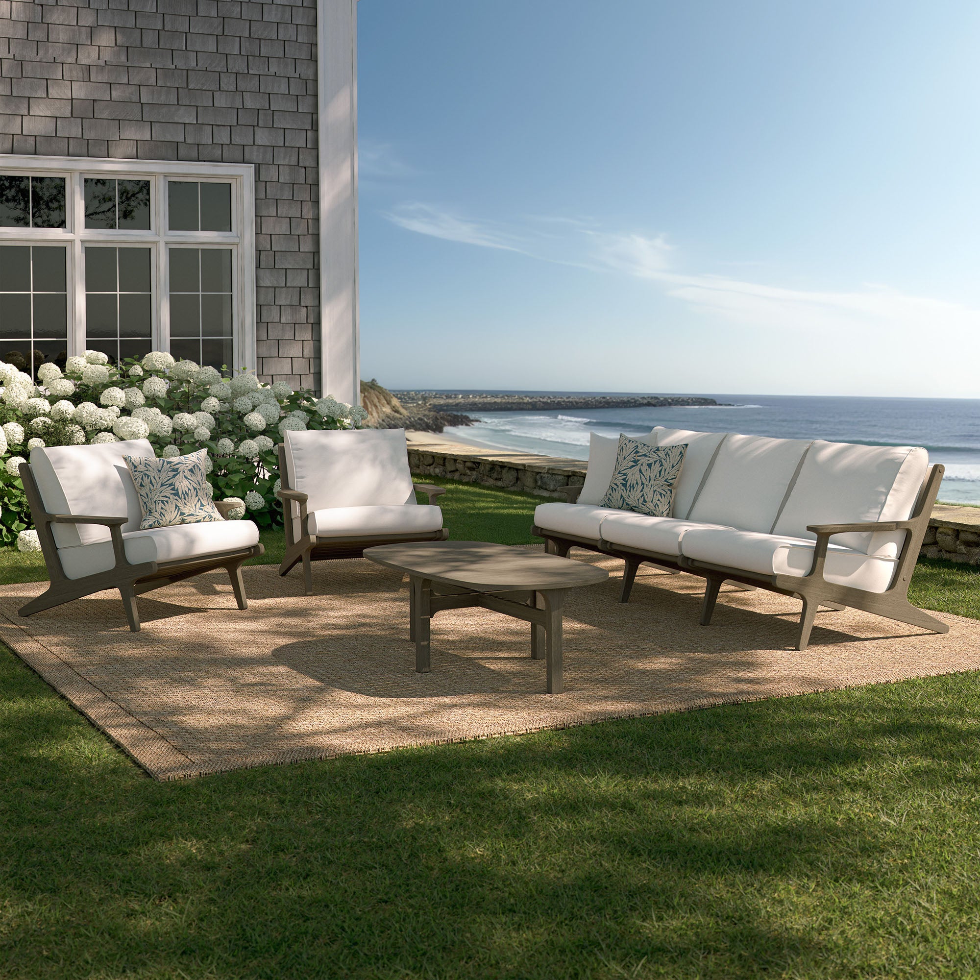 Modway Saratoga 4-Piece Outdoor Patio Teak Wood Furniture Set