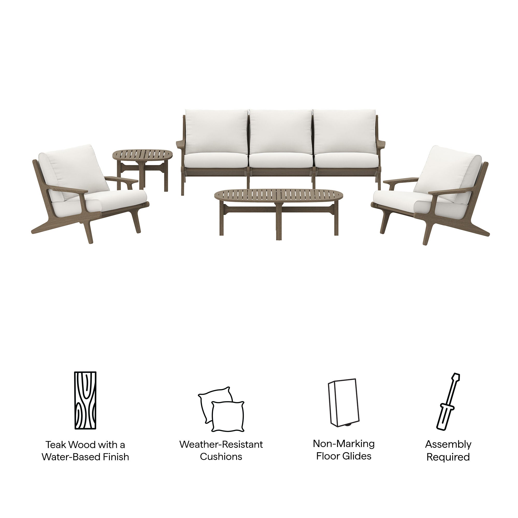 Modway Saratoga 4-Piece Outdoor Patio Teak Wood Furniture Set