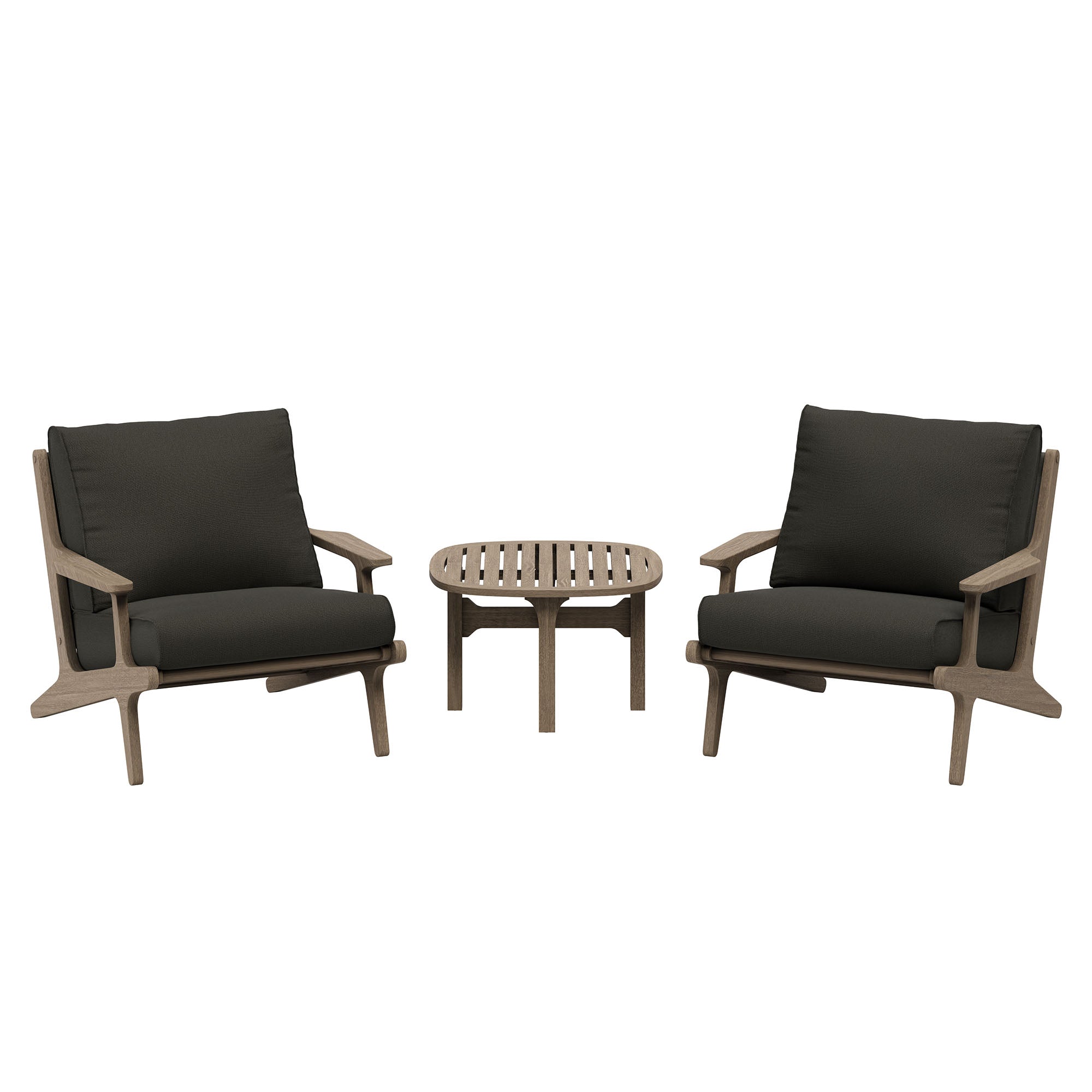 Modway EEI-7267 Saratoga 3-Piece Outdoor Patio Teak Wood Furniture Set with Lounge Chairs and Side Table