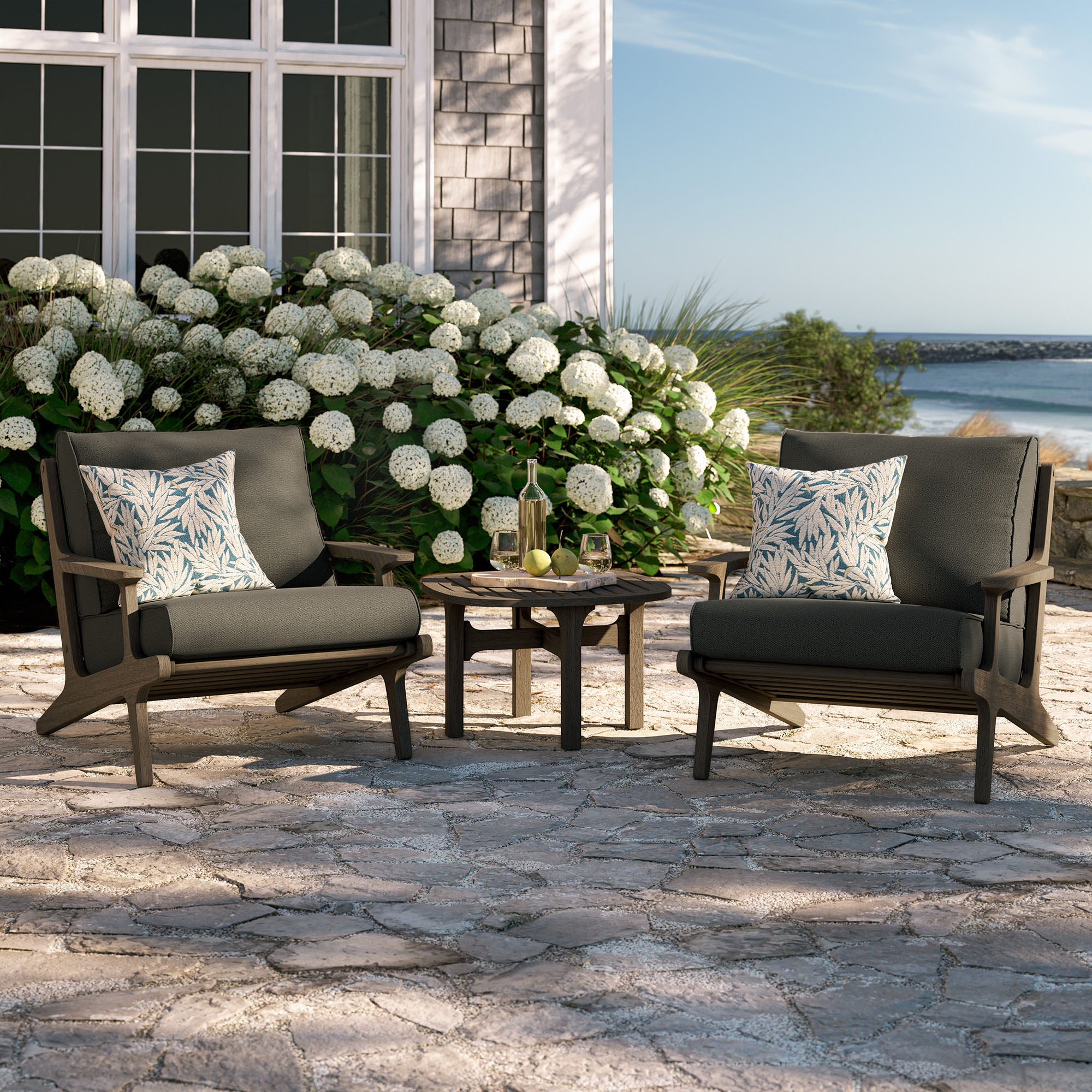 Modway EEI-7267 Saratoga 3-Piece Outdoor Patio Teak Wood Furniture Set with Lounge Chairs and Side Table