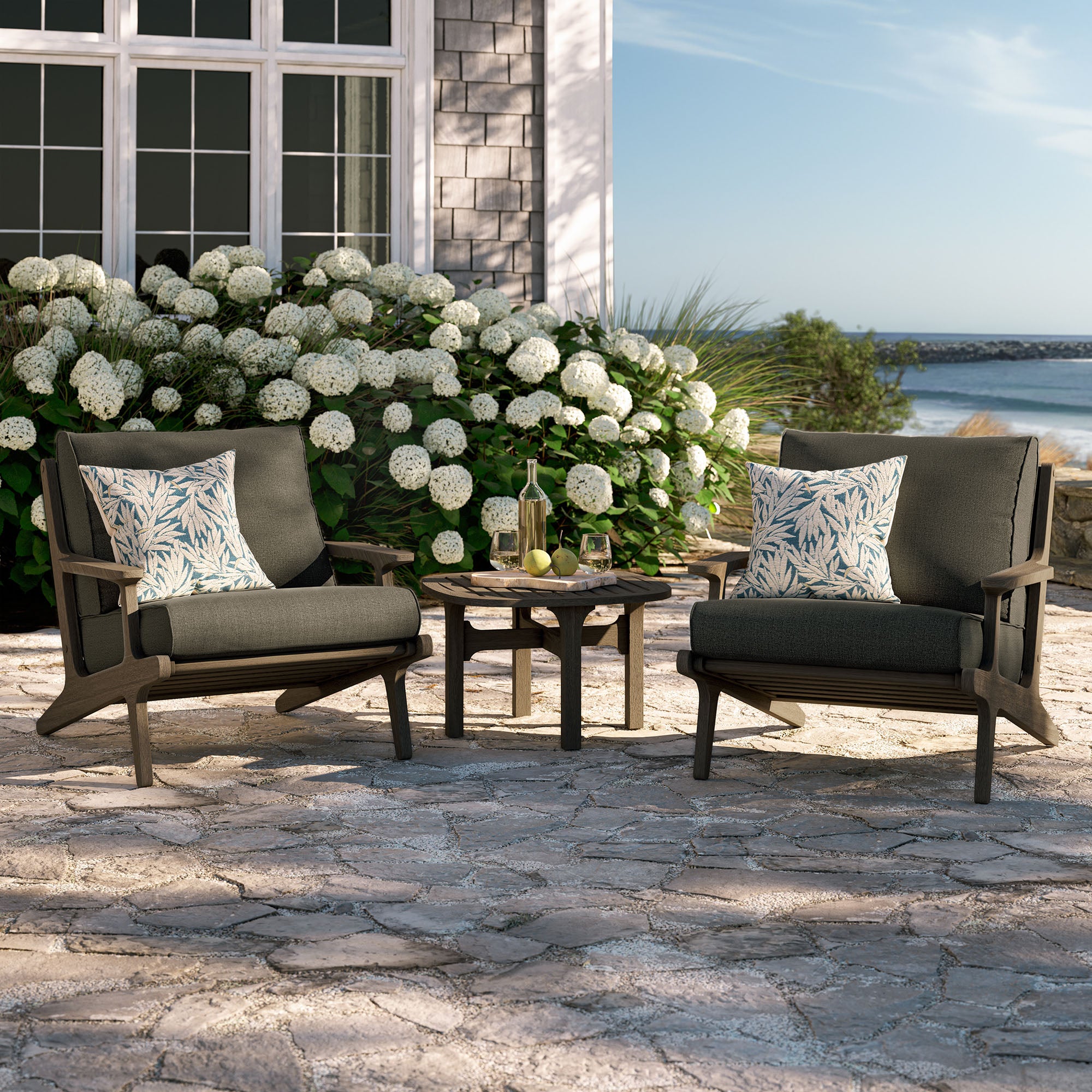 Modway EEI-7267 Saratoga 3-Piece Outdoor Patio Teak Wood Furniture Set with Lounge Chairs and Side Table
