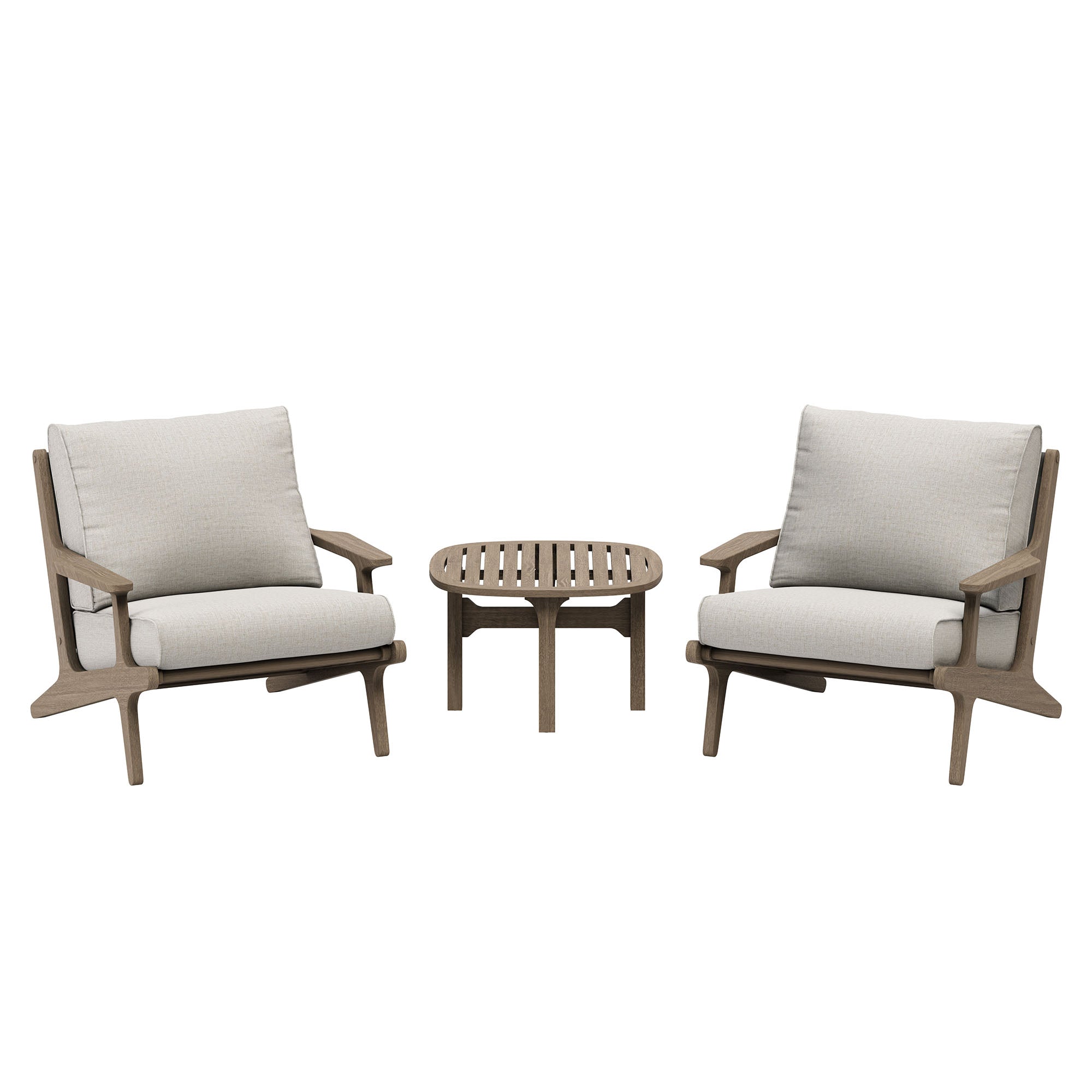 Modway EEI-7267 Saratoga 3-Piece Outdoor Patio Teak Wood Furniture Set with Lounge Chairs and Side Table