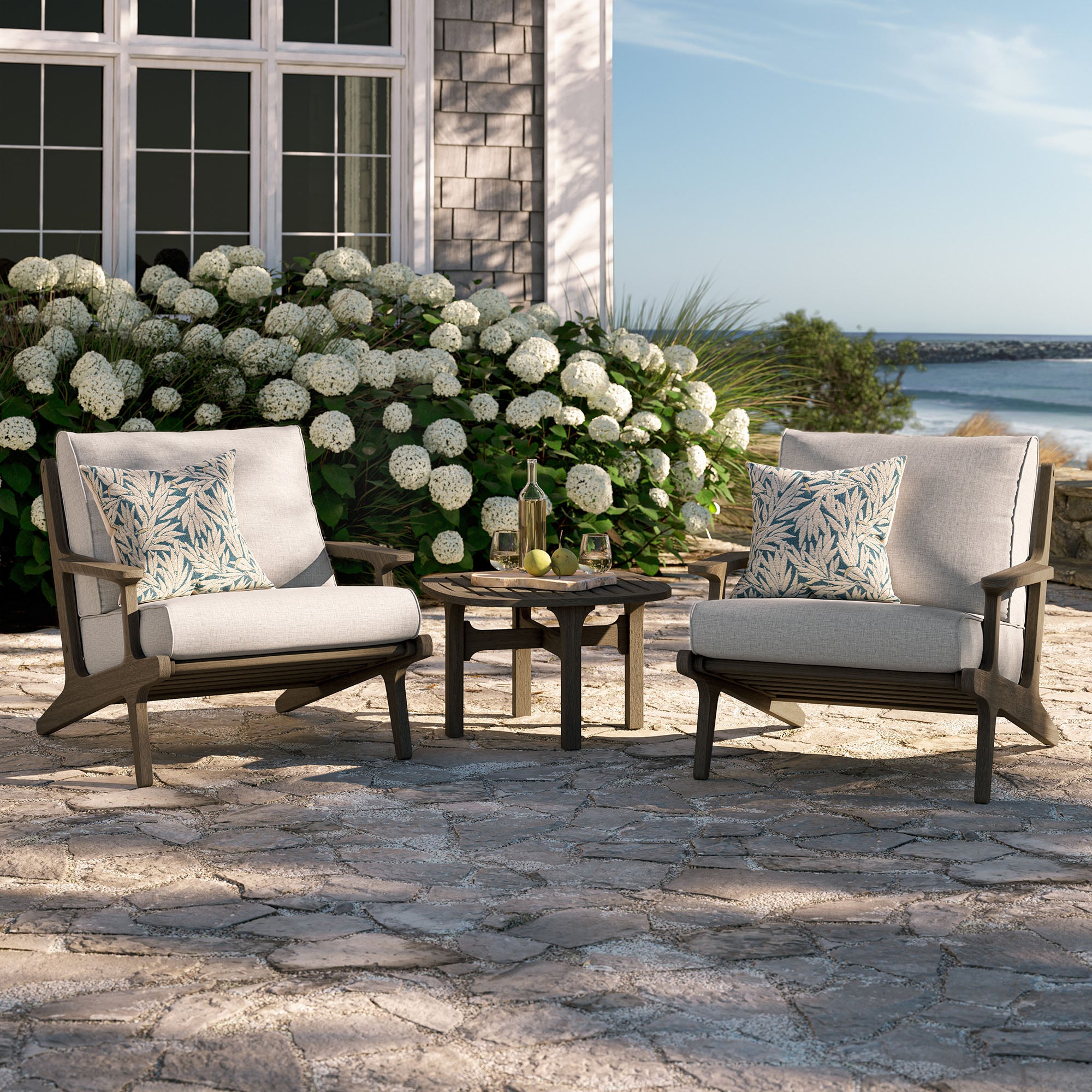 Modway EEI-7267 Saratoga 3-Piece Outdoor Patio Teak Wood Furniture Set with Lounge Chairs and Side Table