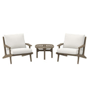 Modway Saratoga 3-Piece Outdoor Patio Teak Wood Furniture Set with Lounge Chairs and Side Table