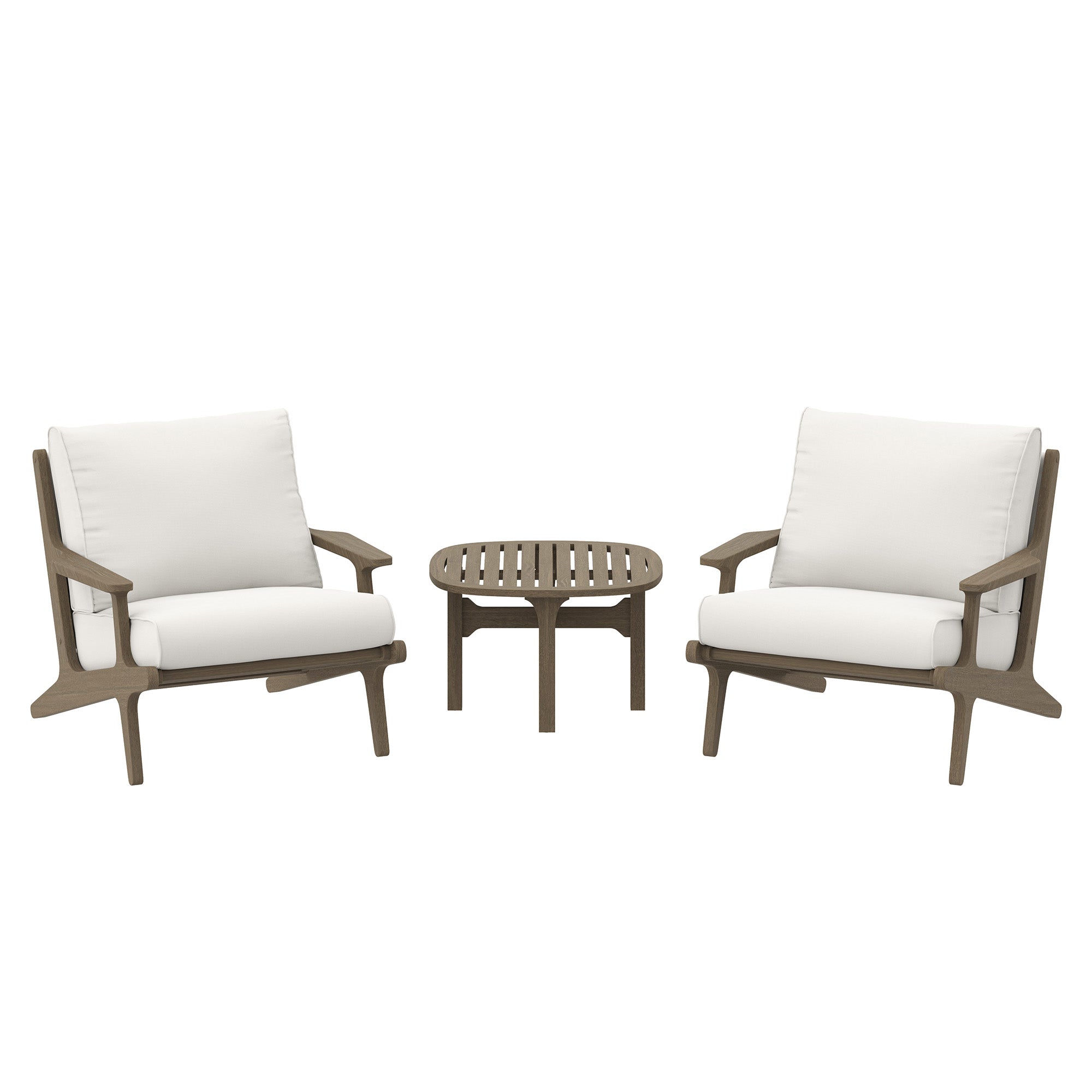Modway Saratoga 3-Piece Outdoor Patio Teak Wood Furniture Set with Lounge Chairs and Side Table
