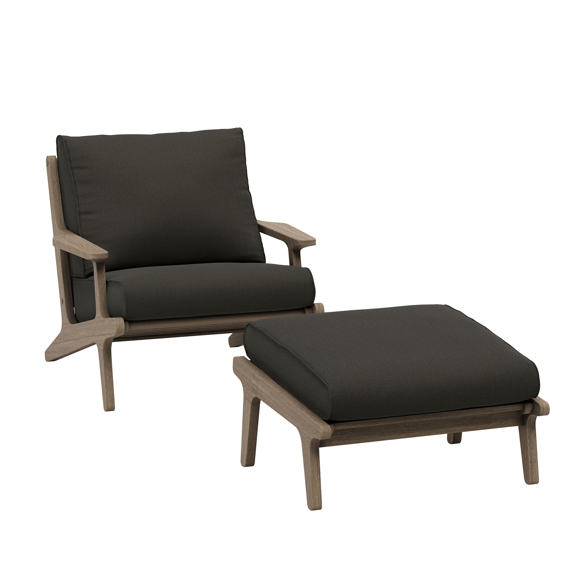 Modway EEI-7268 Saratoga Outdoor Patio Teak Wood Chair and Ottoman Set