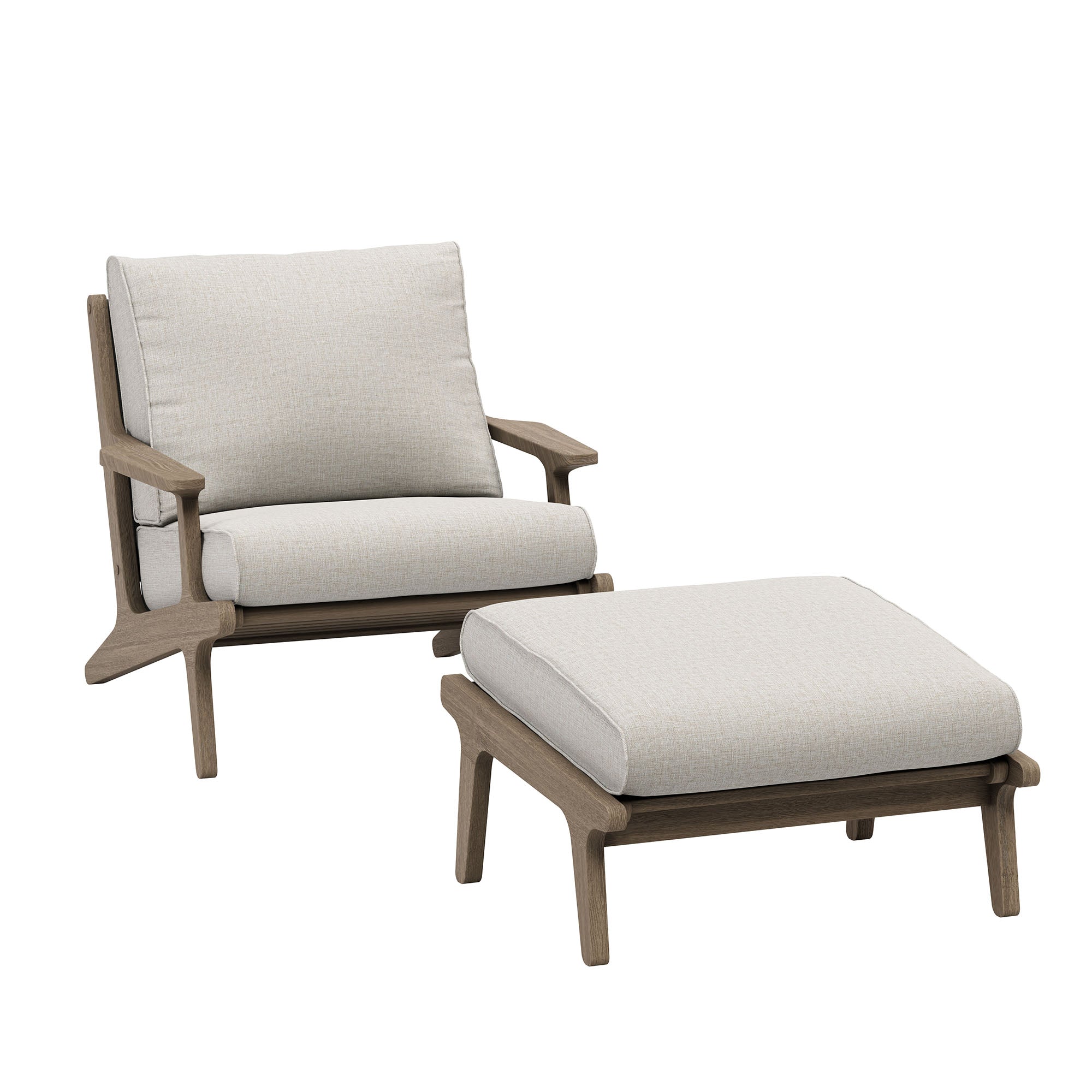 Modway EEI-7268 Saratoga Outdoor Patio Teak Wood Chair and Ottoman Set