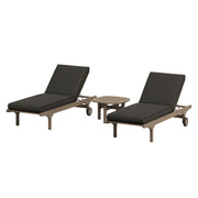 Modway EEI-7269 Saratoga Outdoor Patio Teak Wood 3-Piece Chaise Lounge Furniture Set