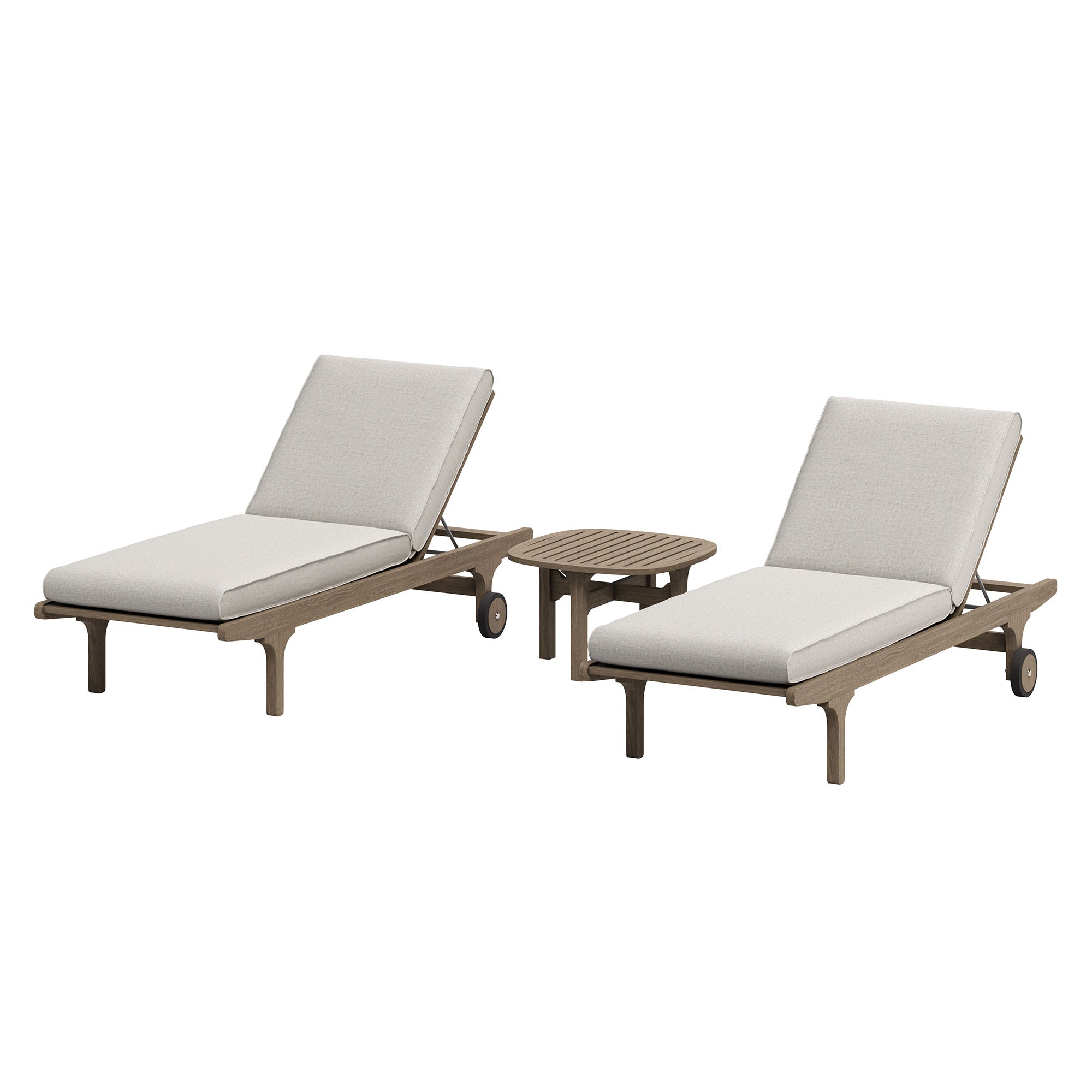 Modway EEI-7269 Saratoga Outdoor Patio Teak Wood 3-Piece Chaise Lounge Furniture Set
