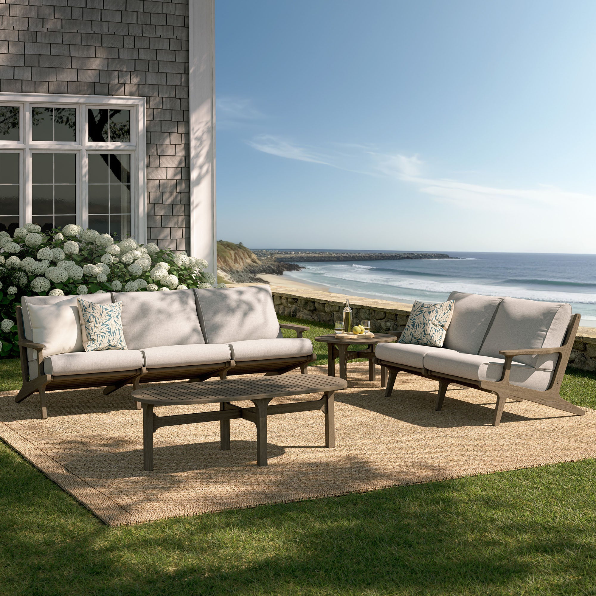 Modway Saratoga 4-Piece Outdoor Patio Teak Wood Furniture Set