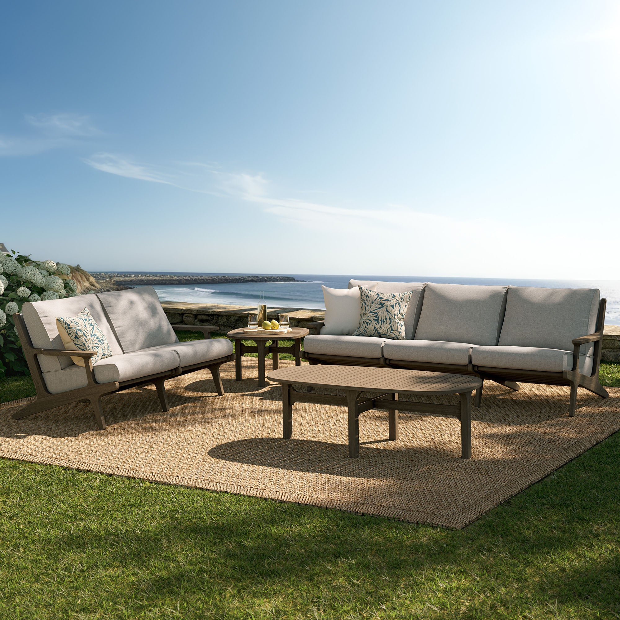 Modway Saratoga 4-Piece Outdoor Patio Teak Wood Furniture Set