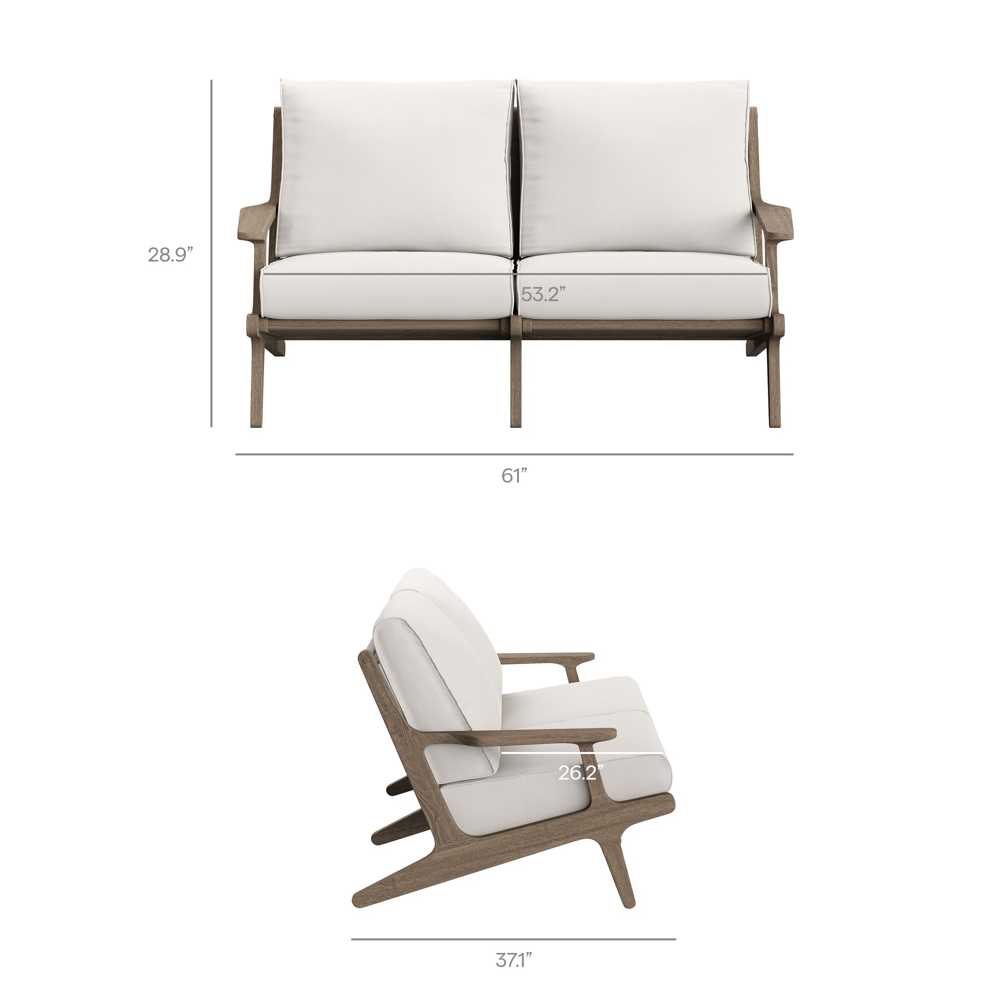 Modway Saratoga 4-Piece Outdoor Patio Teak Wood Furniture Set