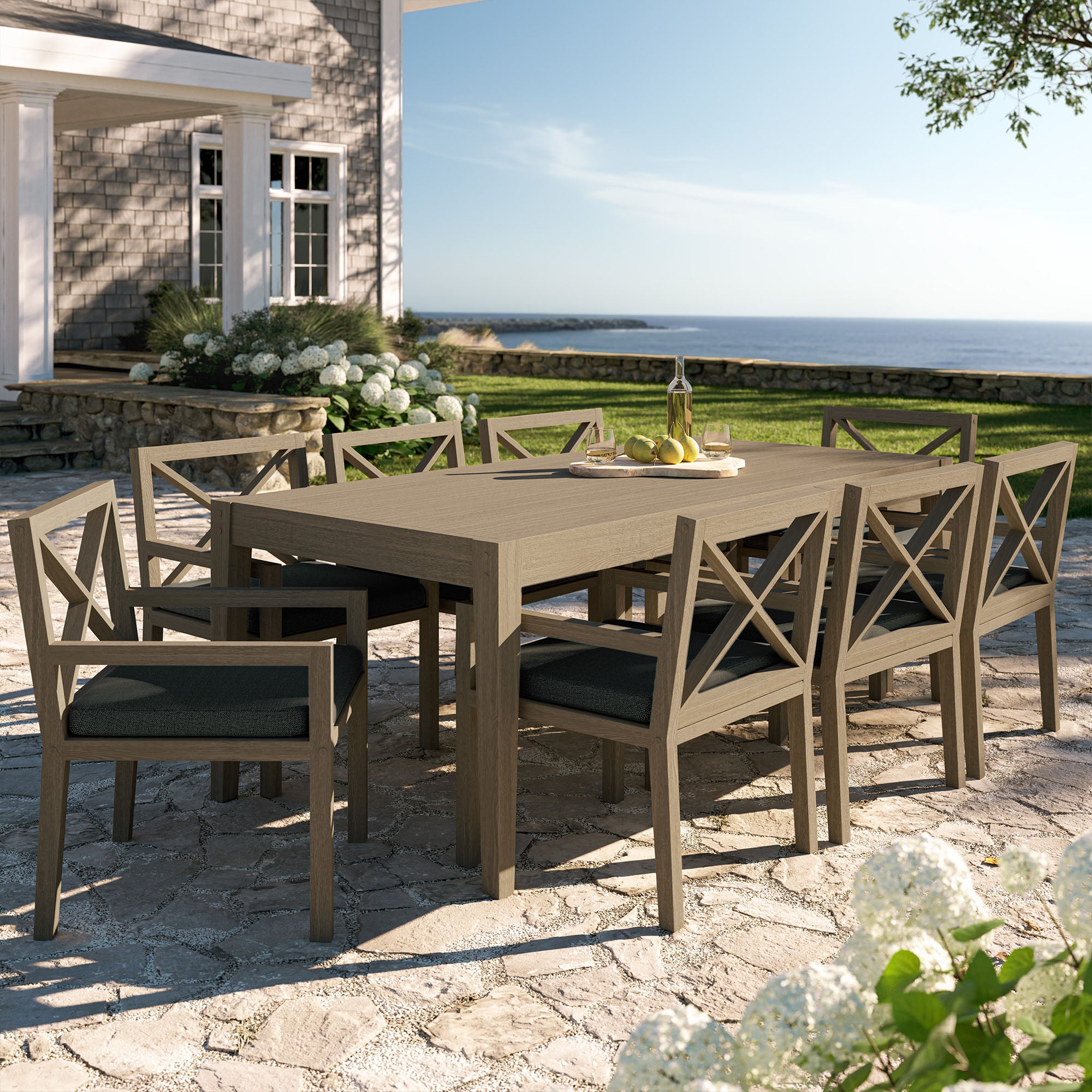 Modway EEI-7271 Northlake 9-Piece Outdoor Patio Teak Wood Dining Set