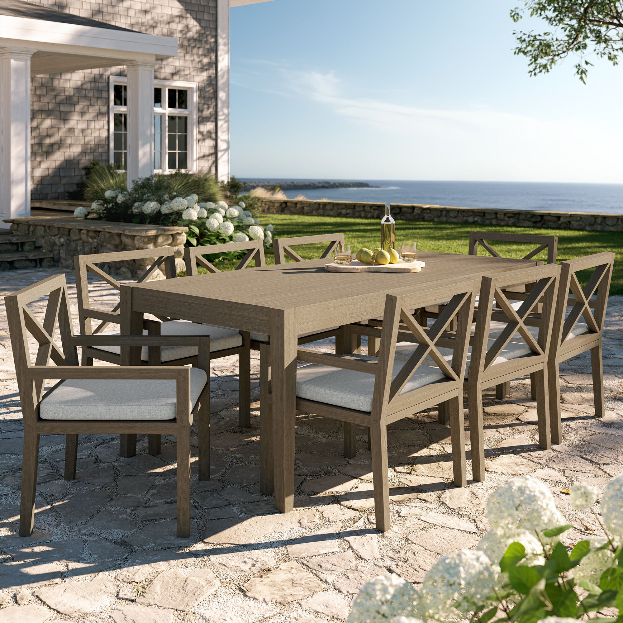 Modway EEI-7271 Northlake 9-Piece Outdoor Patio Teak Wood Dining Set