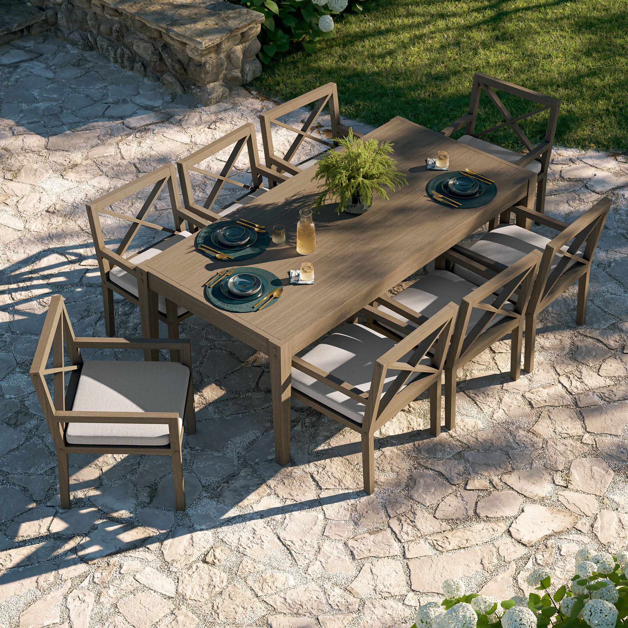 Modway EEI-7271 Northlake 9-Piece Outdoor Patio Teak Wood Dining Set