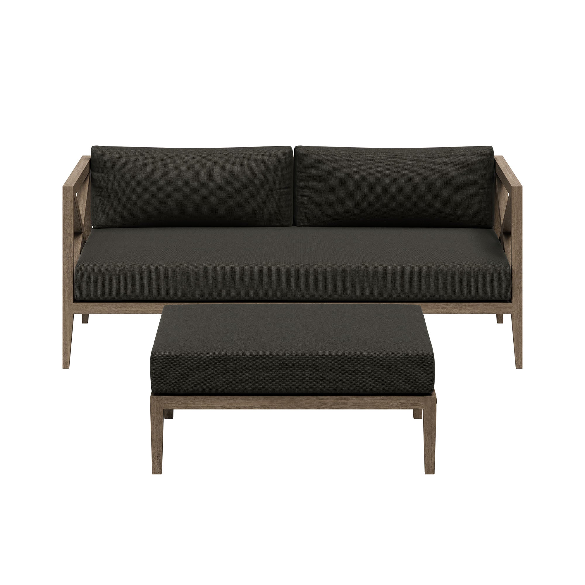 Modway EEI-7273 Northlake Outdoor Patio Teak Wood Loveseat and Ottoman Set