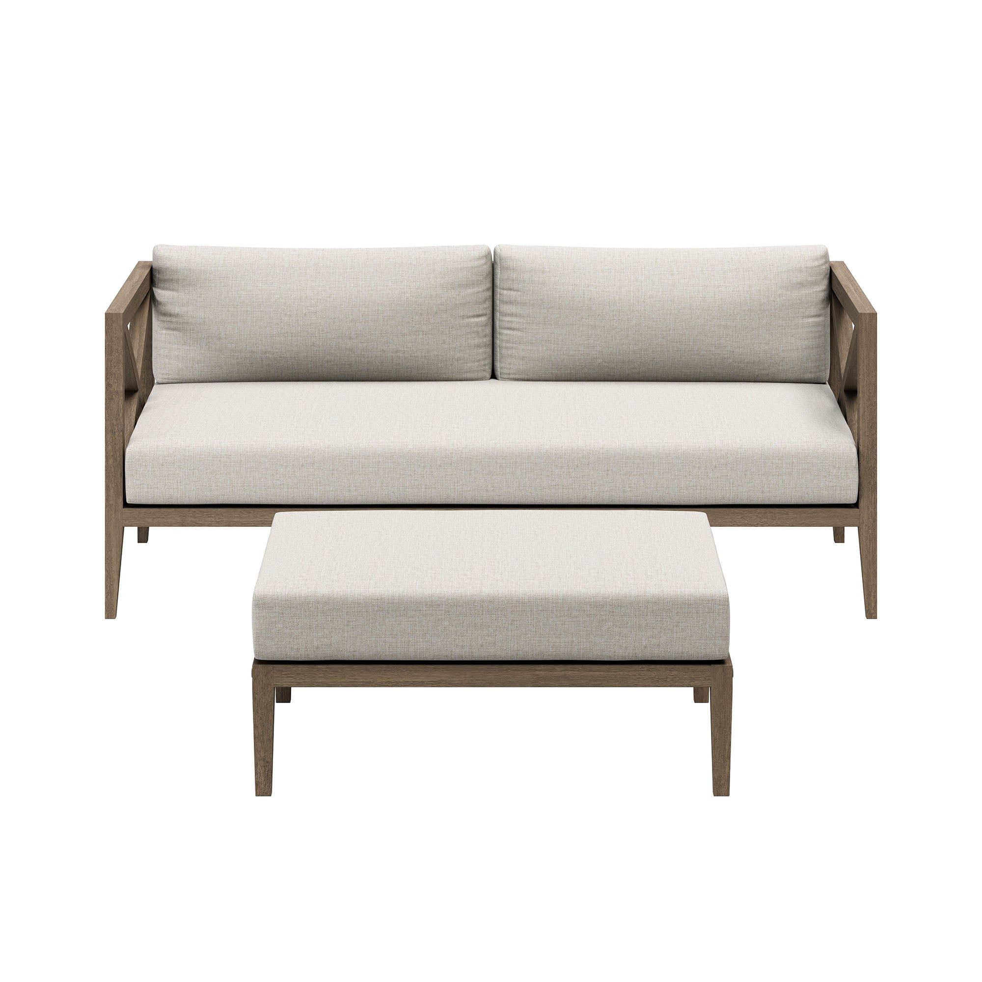 Modway EEI-7273 Northlake Outdoor Patio Teak Wood Loveseat and Ottoman Set