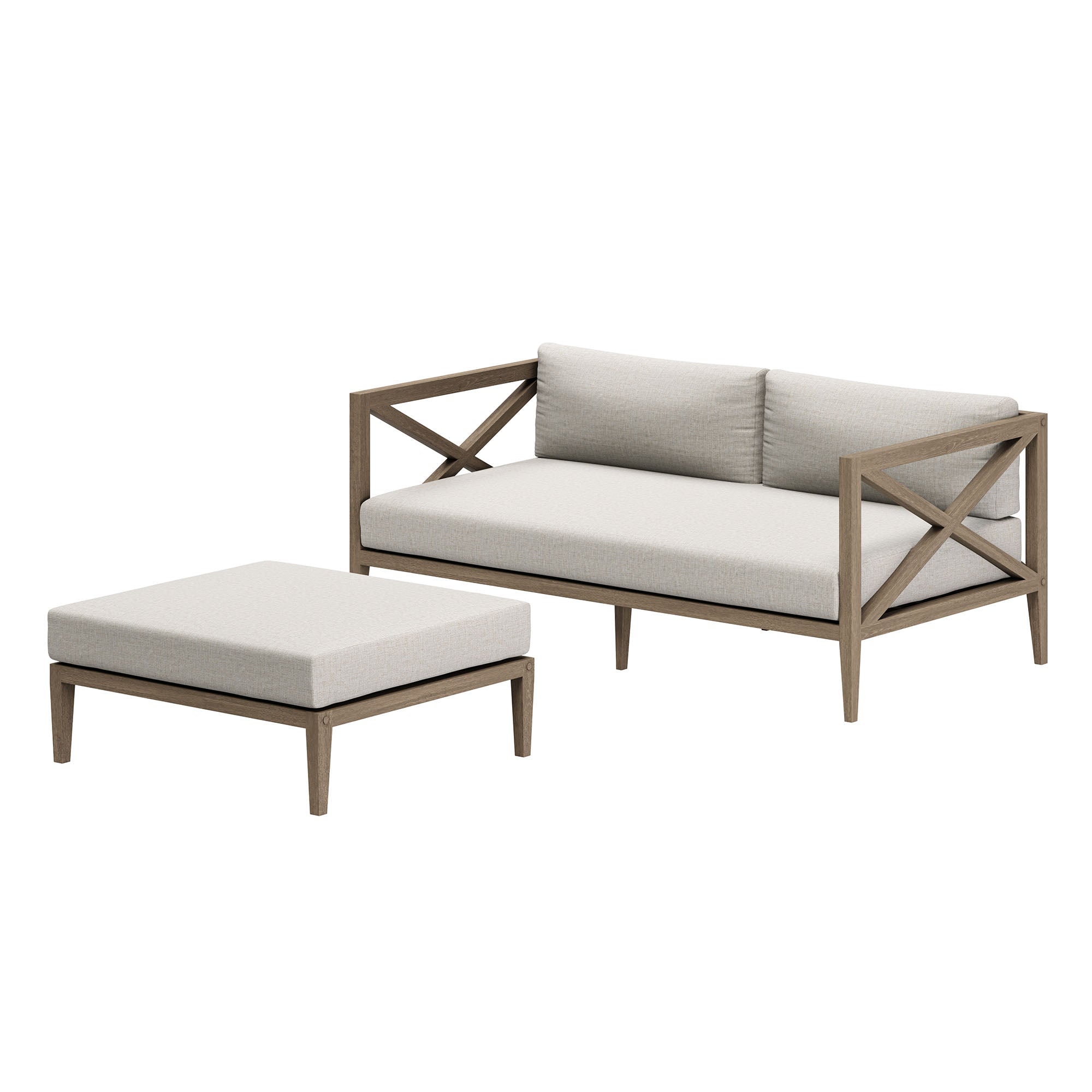 Modway EEI-7273 Northlake Outdoor Patio Teak Wood Loveseat and Ottoman Set