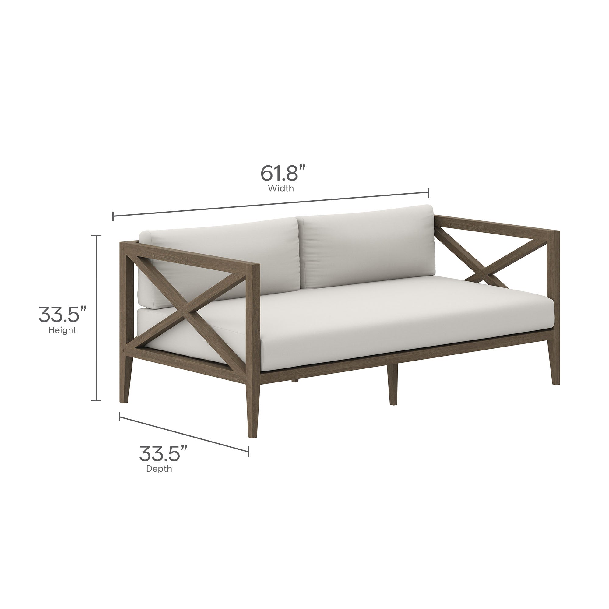Modway Northlake Outdoor Patio Teak Wood Loveseat and Ottoman Set