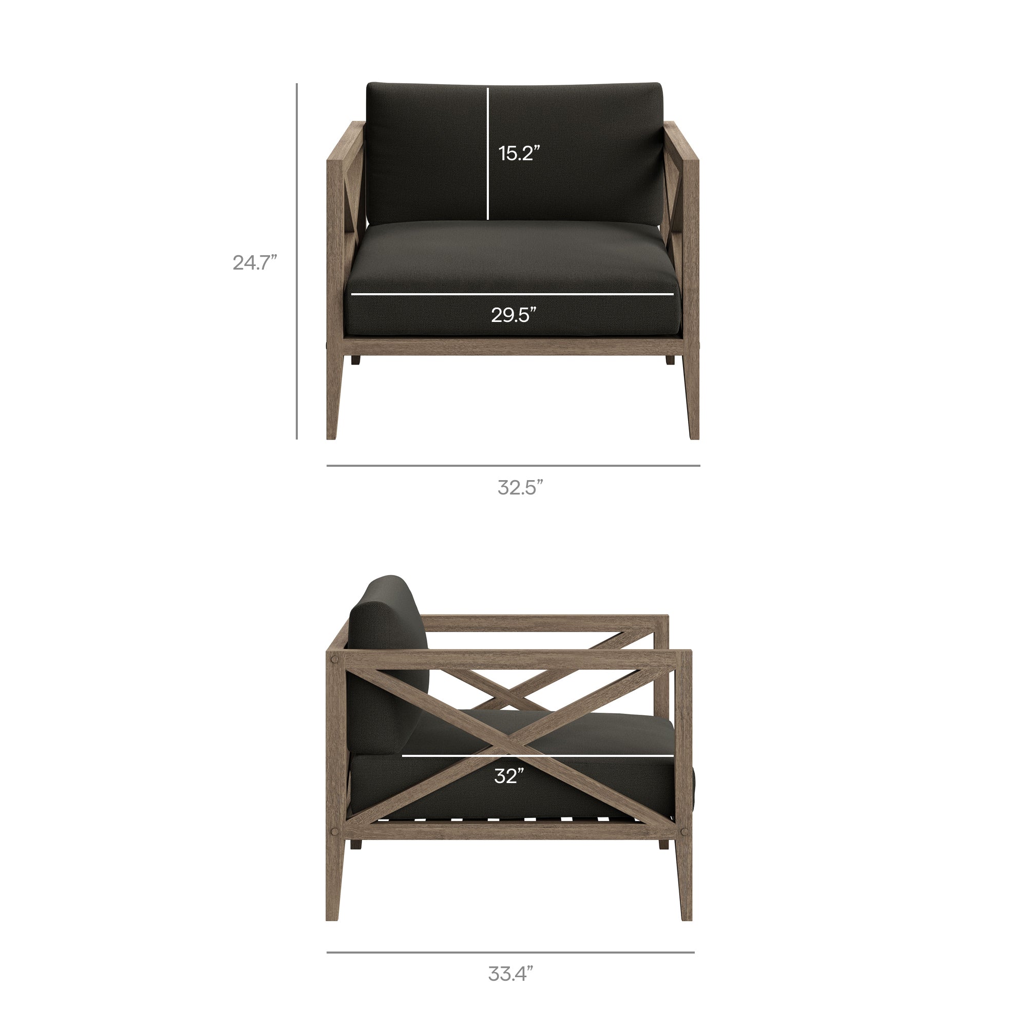 Modway EEI-7274 Northlake 5-Piece Outdoor Patio Teak Wood Furniture Set