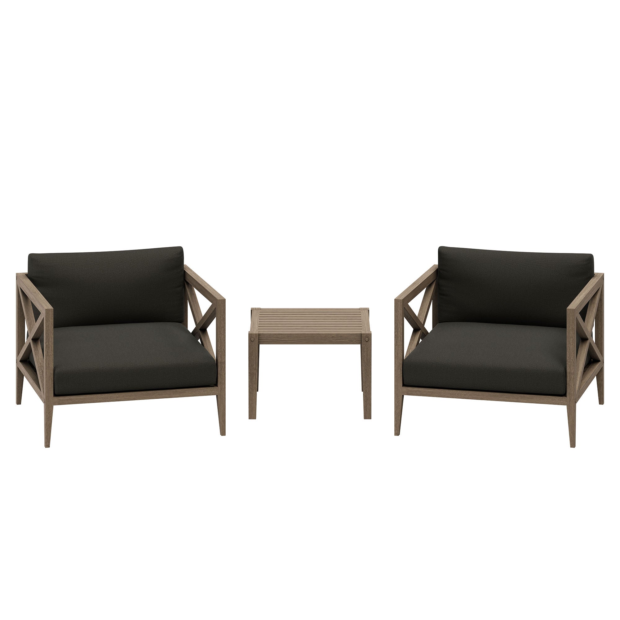 Modway EEI-7275 Northlake 3-Piece Outdoor Patio Teak Wood Furniture Set with Armchair and Side Table