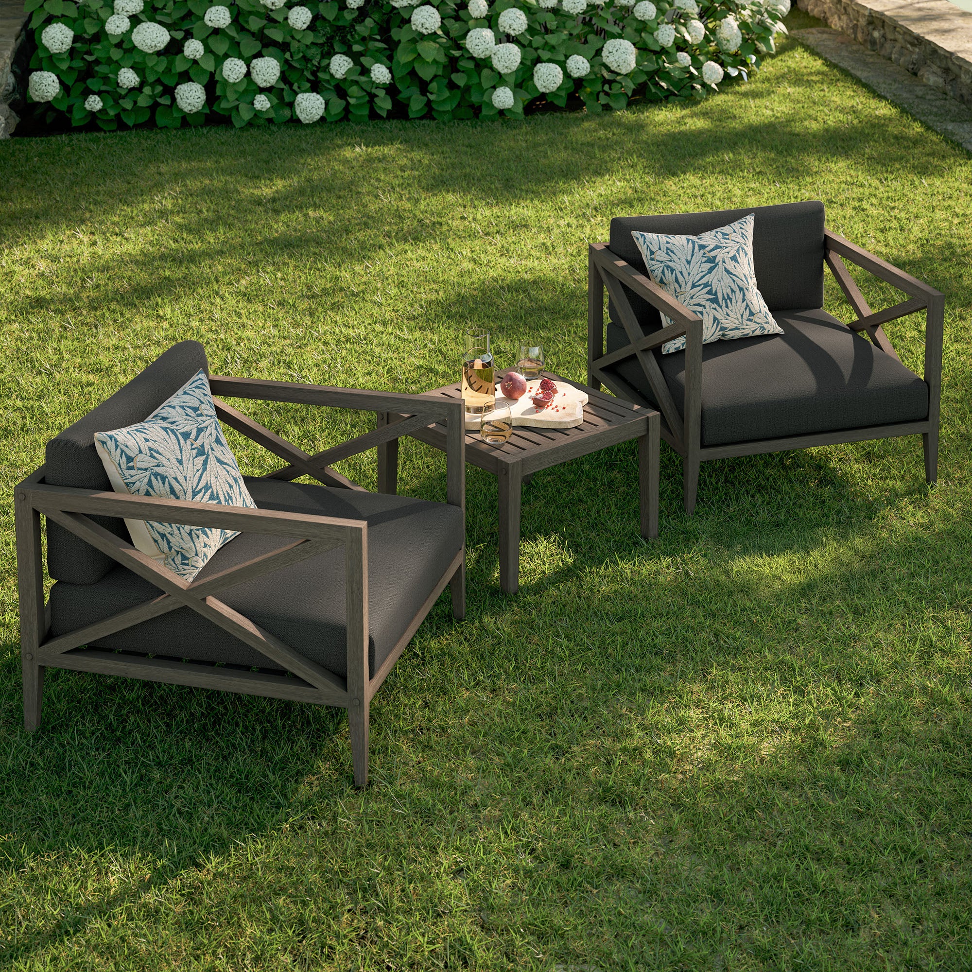 Modway EEI-7275 Northlake 3-Piece Outdoor Patio Teak Wood Furniture Set with Armchair and Side Table