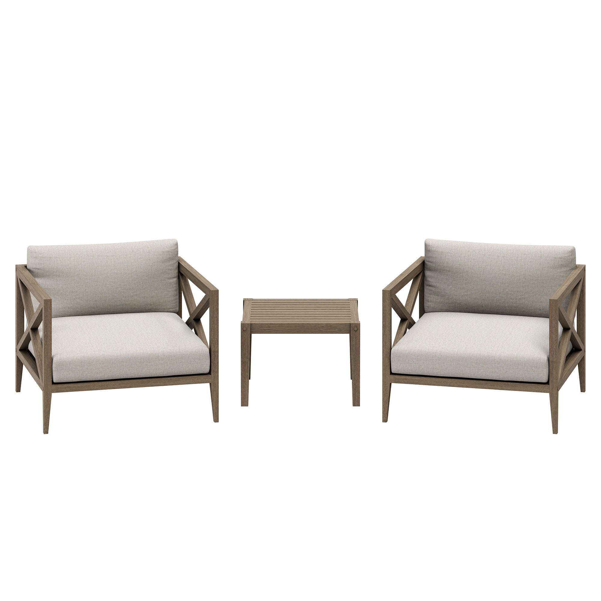 Modway EEI-7275 Northlake 3-Piece Outdoor Patio Teak Wood Furniture Set with Armchair and Side Table
