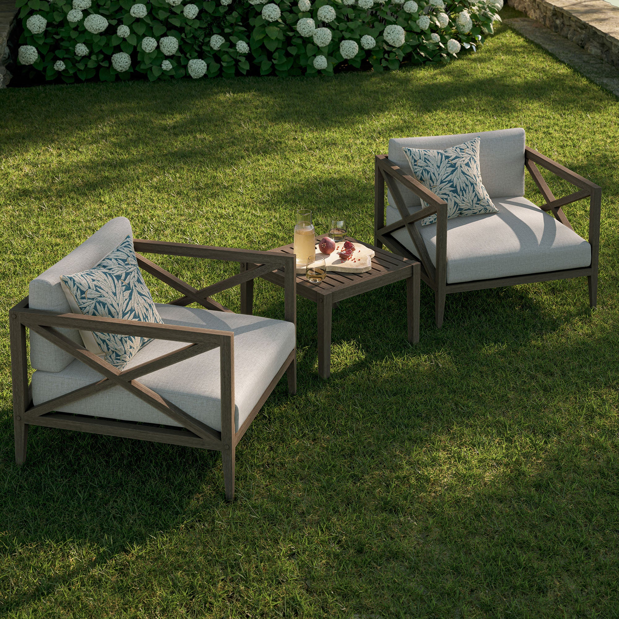 Modway EEI-7275 Northlake 3-Piece Outdoor Patio Teak Wood Furniture Set with Armchair and Side Table