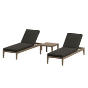 Modway EEI-7276 Northlake 3-Piece Outdoor Patio Teak Wood Furniture Set with Chaise Lounges and Side Table