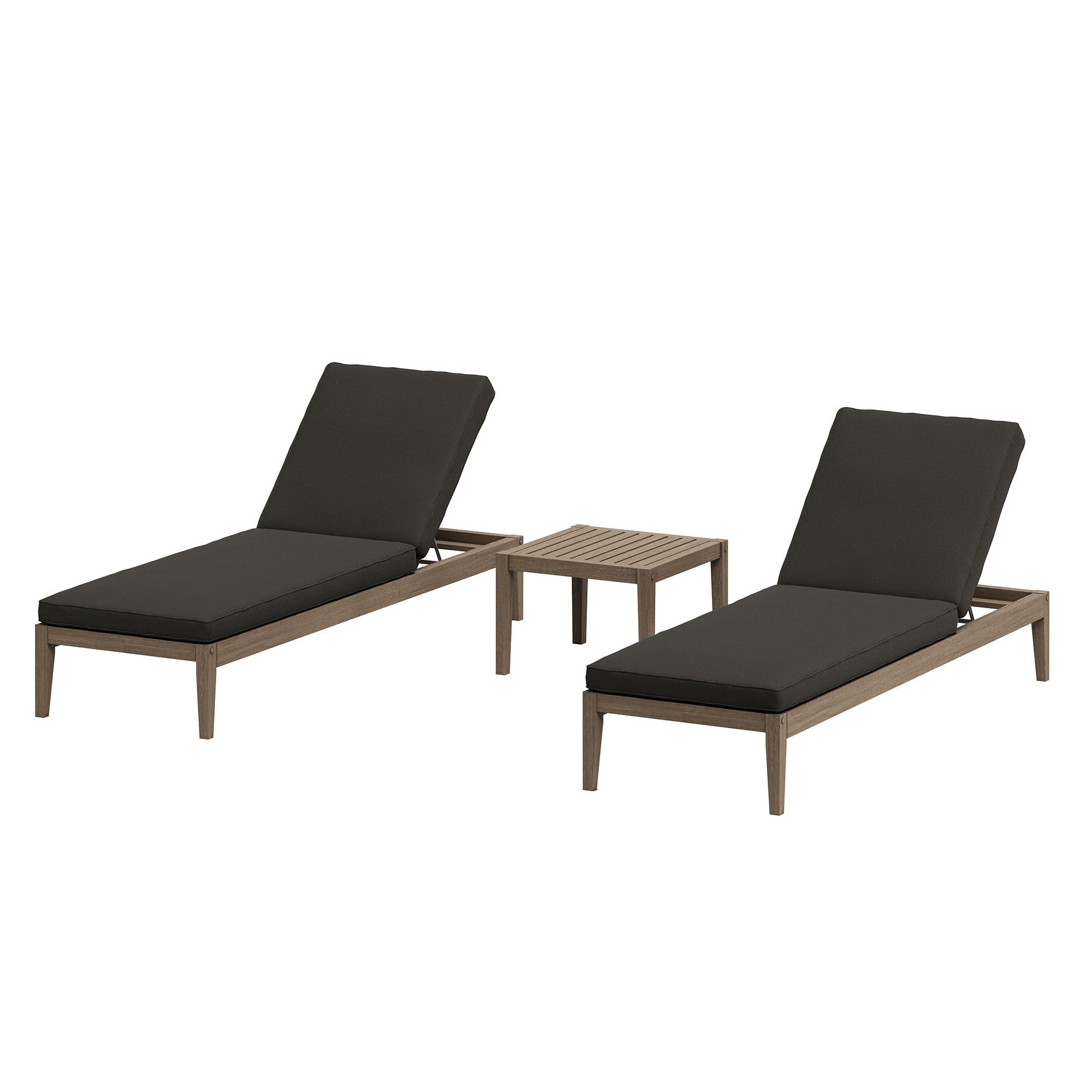 Modway EEI-7276 Northlake 3-Piece Outdoor Patio Teak Wood Furniture Set with Chaise Lounges and Side Table