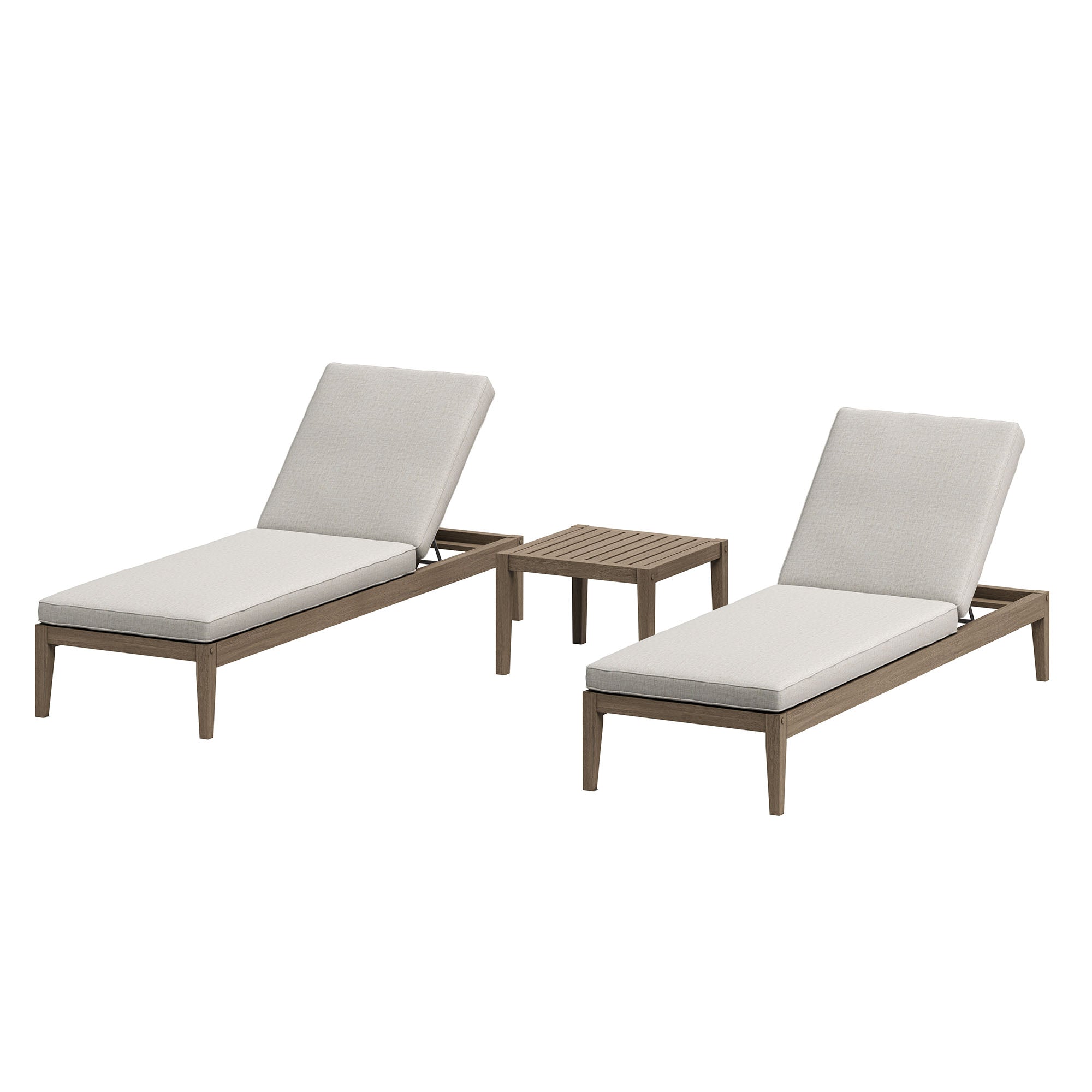 Modway EEI-7276 Northlake 3-Piece Outdoor Patio Teak Wood Furniture Set with Chaise Lounges and Side Table