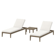 Modway Northlake 3-Piece Outdoor Patio Teak Wood Furniture Set with Chaise Lounges and Side Table