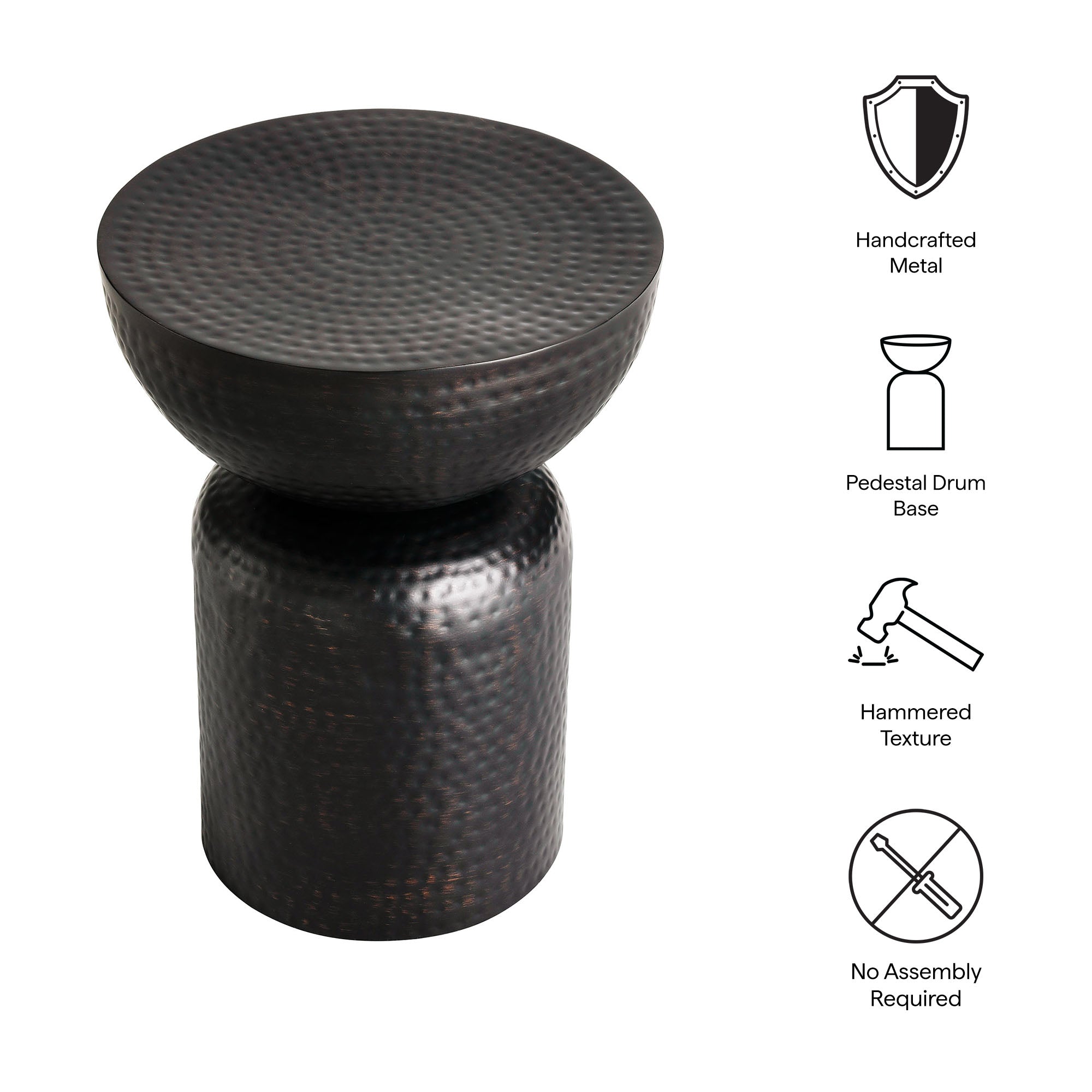 Modway Mella Metal Hammered Side Table