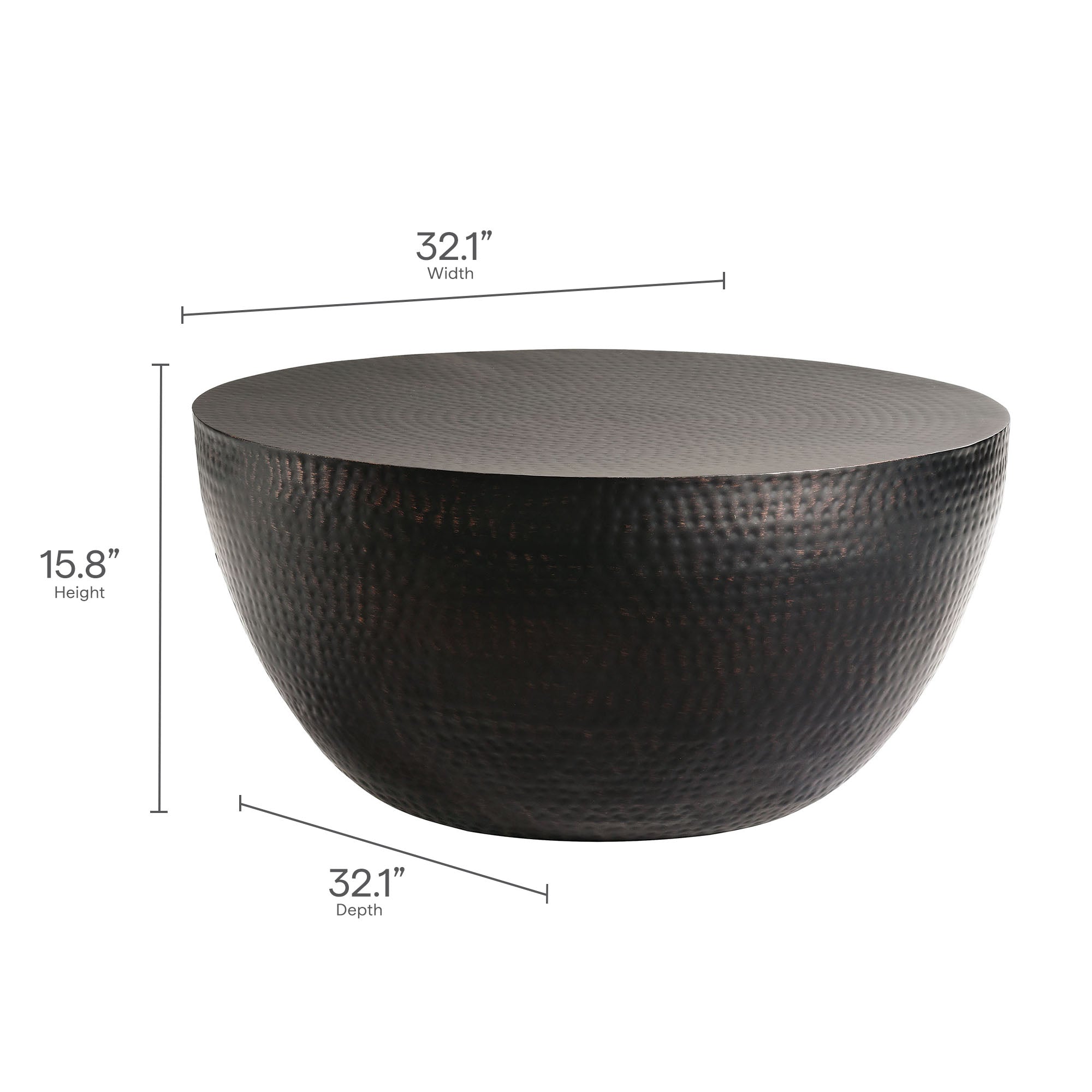 Modway Mella 32 Inch Metal Hammered Coffee Table