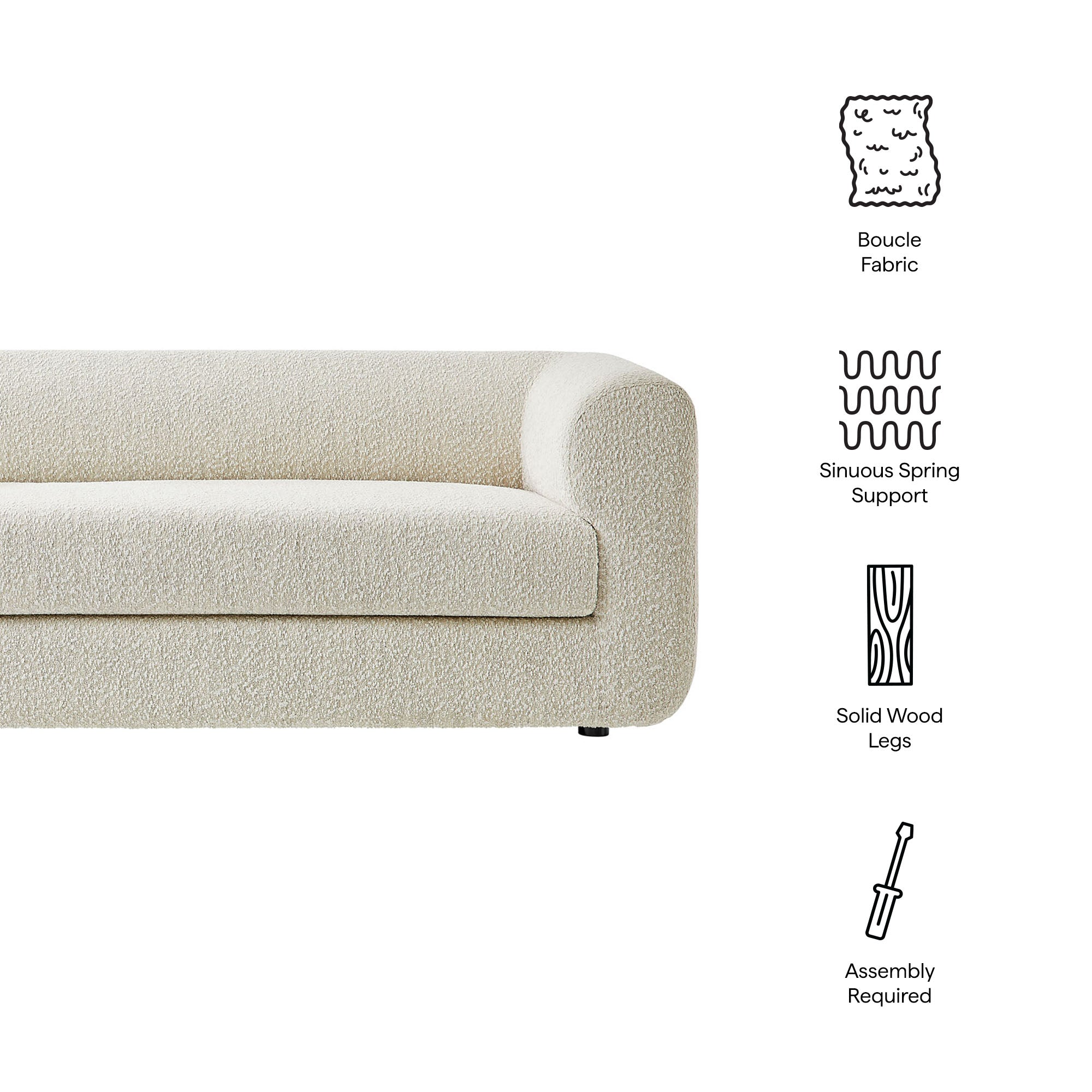 Modway Leif 89" Boucle Upholstered Sofa